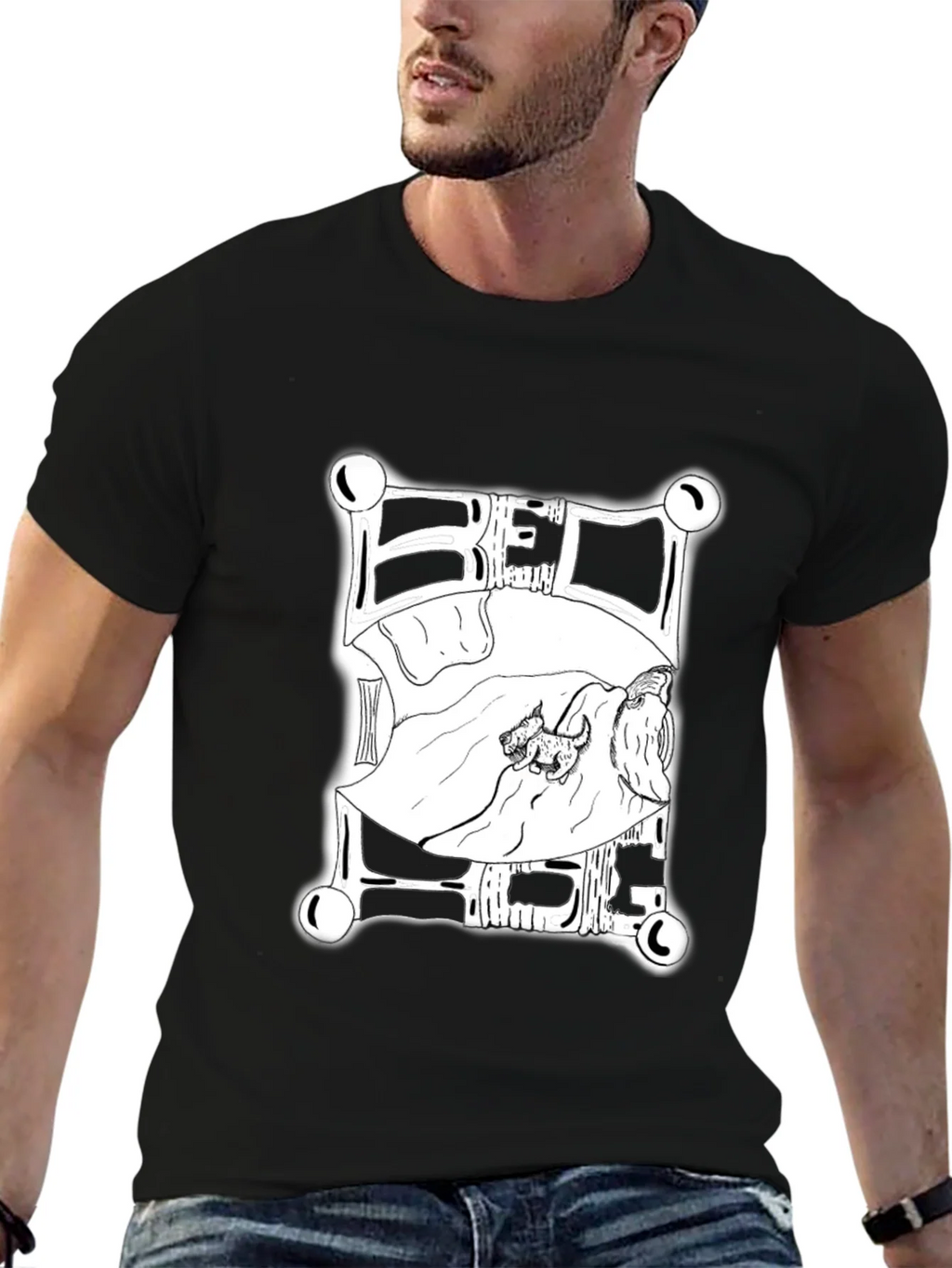 Dog in Bed Graphic T-Shirt - Black product image 5