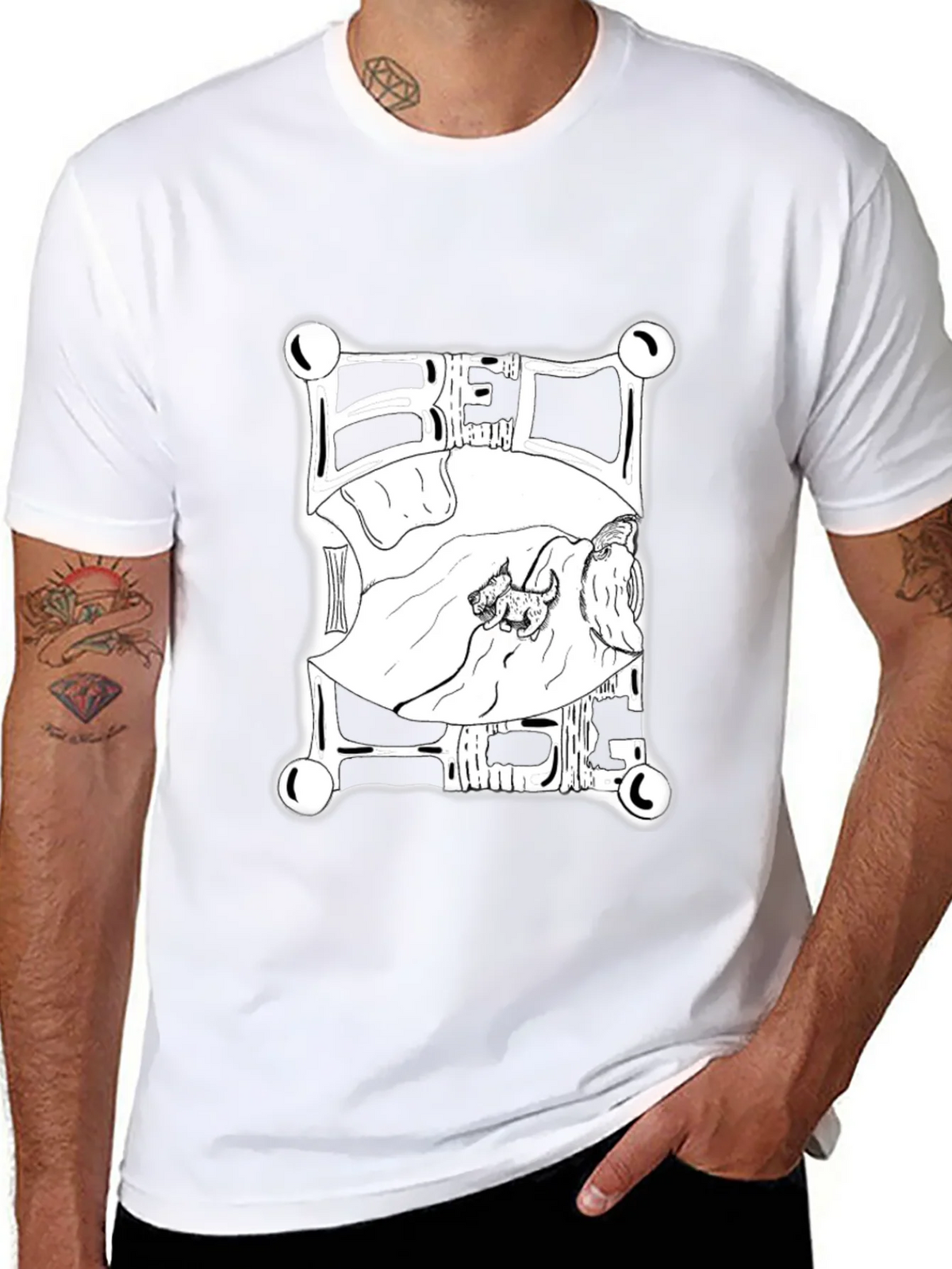 Dog in Bed Graphic T-Shirt - Black product image 6