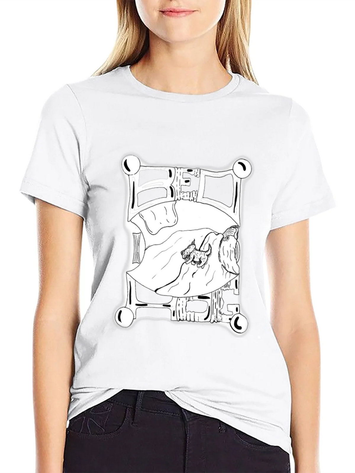 Dog in Bed Graphic T-Shirt - Black product image 7