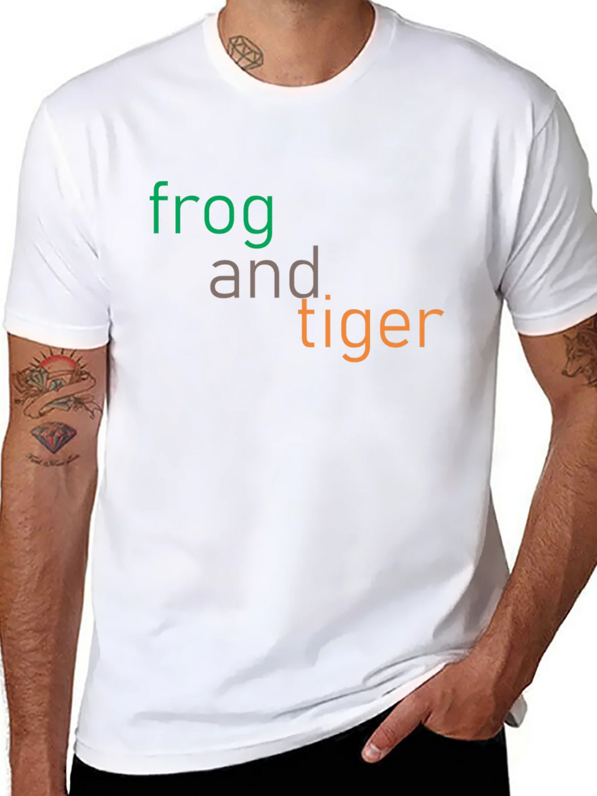 Frog and Tiger Graphic Tee - Black Cotton T-Shirt product image 7