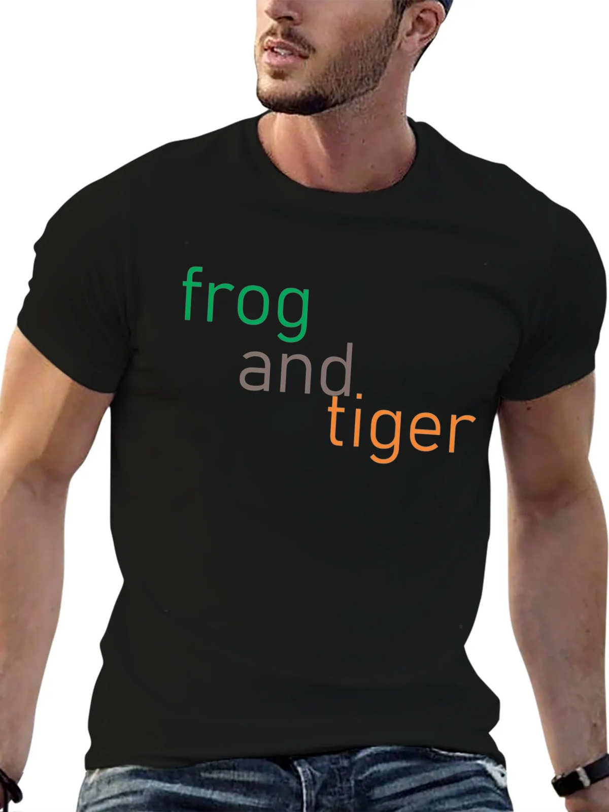 Frog and Tiger Graphic Tee - Black Cotton T-Shirt product image 6