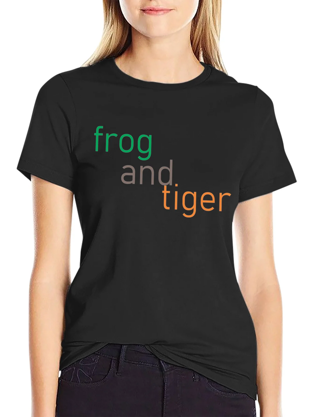Frog and Tiger Graphic Tee - Black Cotton T-Shirt product image 2