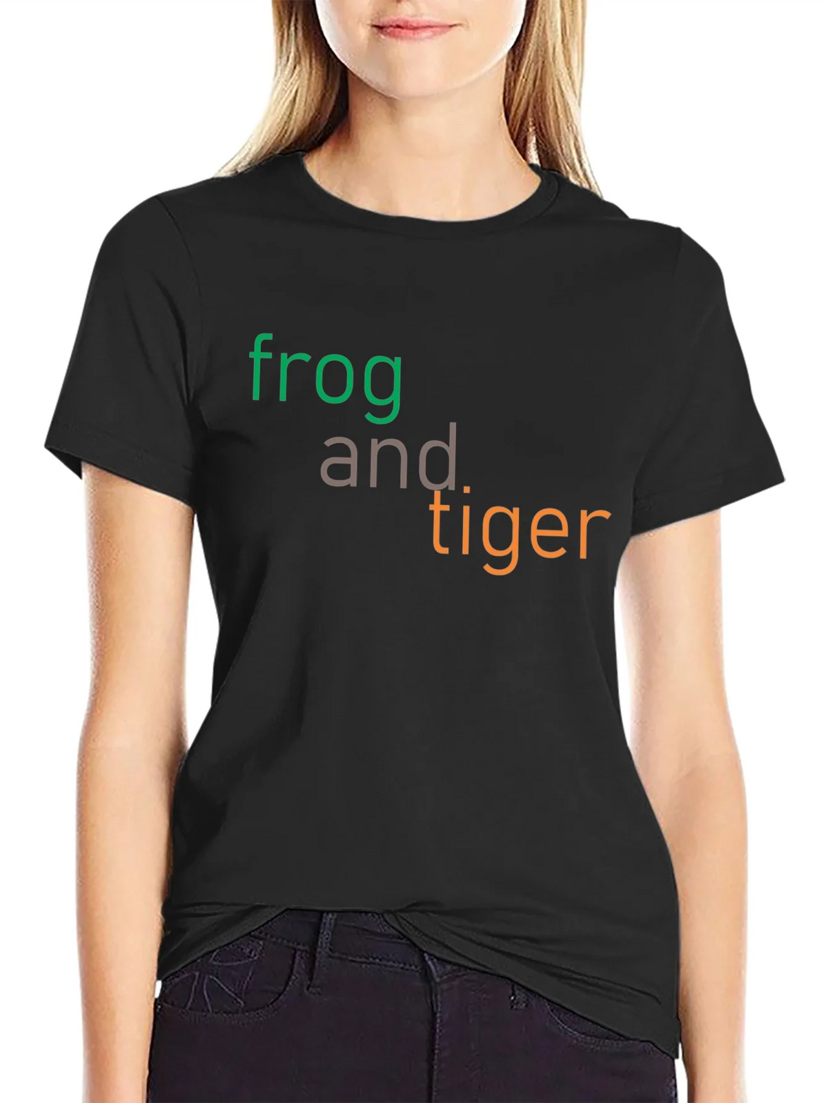 Frog and Tiger Graphic Tee - Black Cotton T-Shirt product image 2
