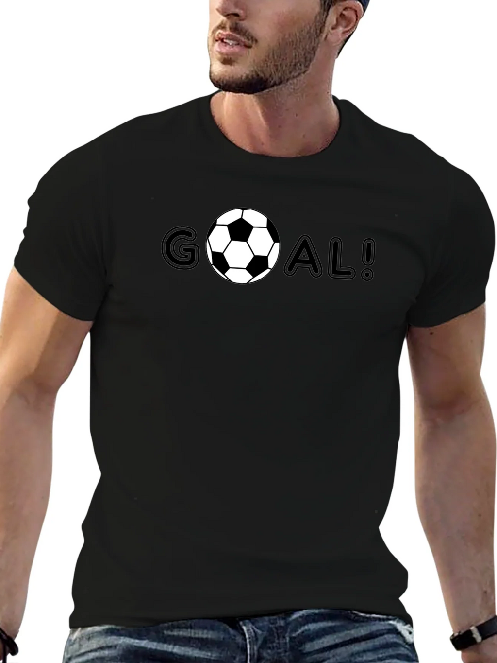 Goal! Soccer Ball Graphic Tee - Black Cotton T-Shirt product image 5