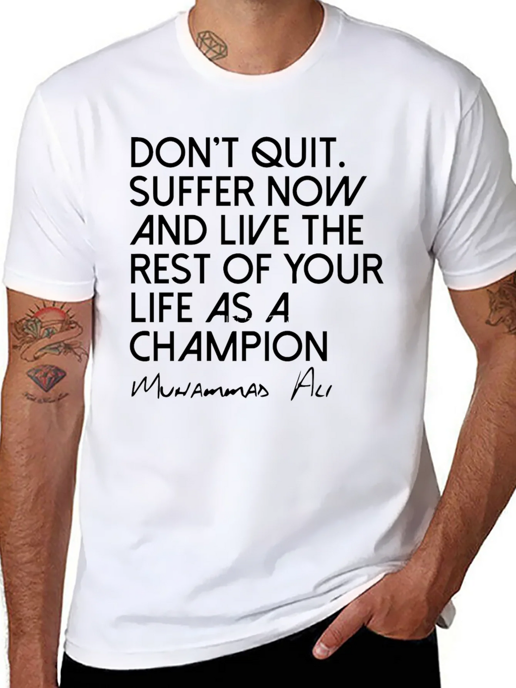 Motivational Muhammad Ali Black T-Shirt product image 7