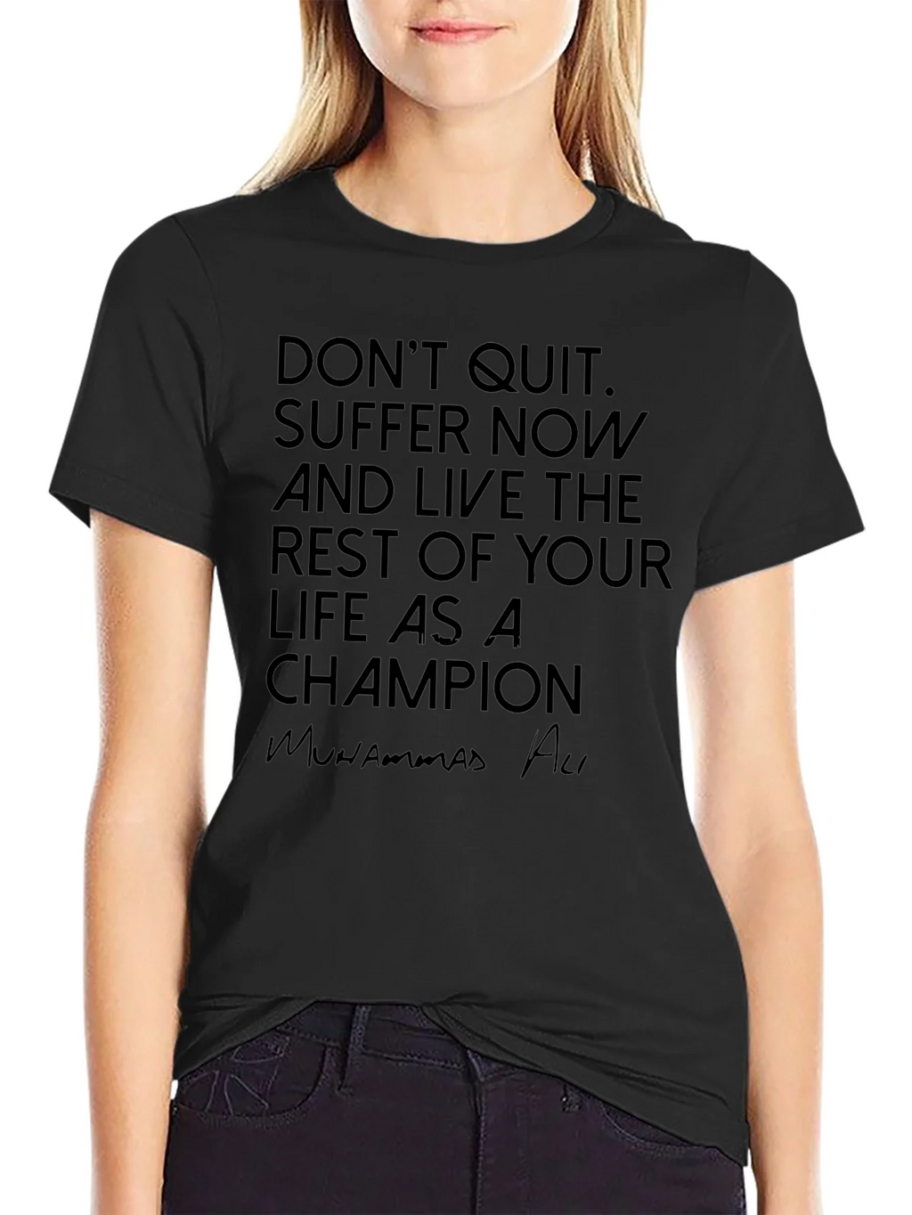 Motivational Muhammad Ali Black T-Shirt product image 2