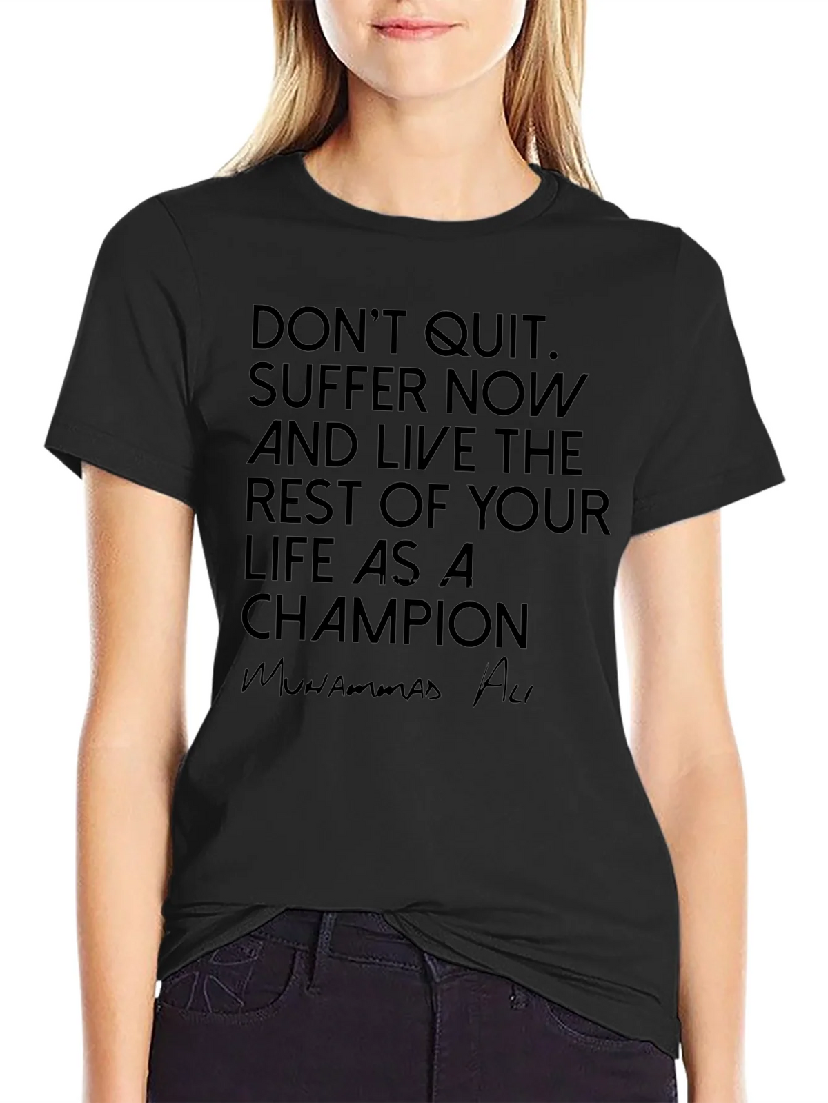 Motivational Muhammad Ali Black T-Shirt product image 2