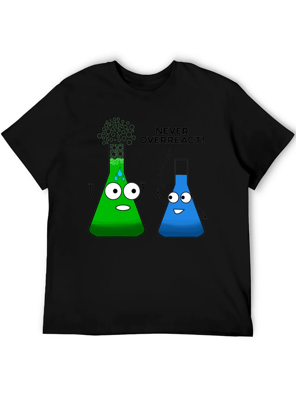 Never Overreact! Science Humor Black T-Shirt product image 5