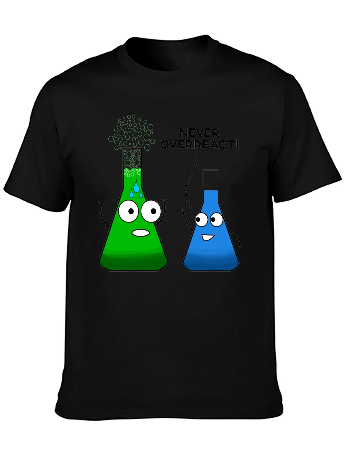 Never Overreact! Science Humor Black T-Shirt product image 3