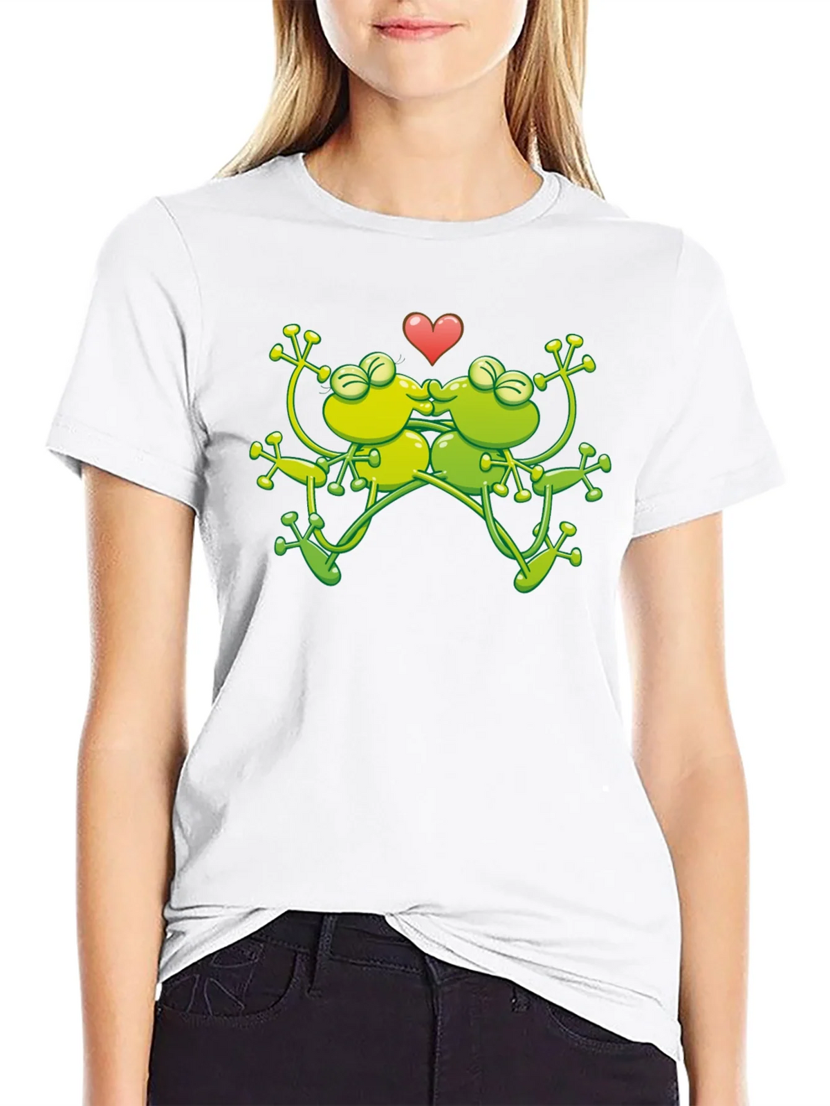 Kissing Frogs Graphic Black T-Shirt product image 8