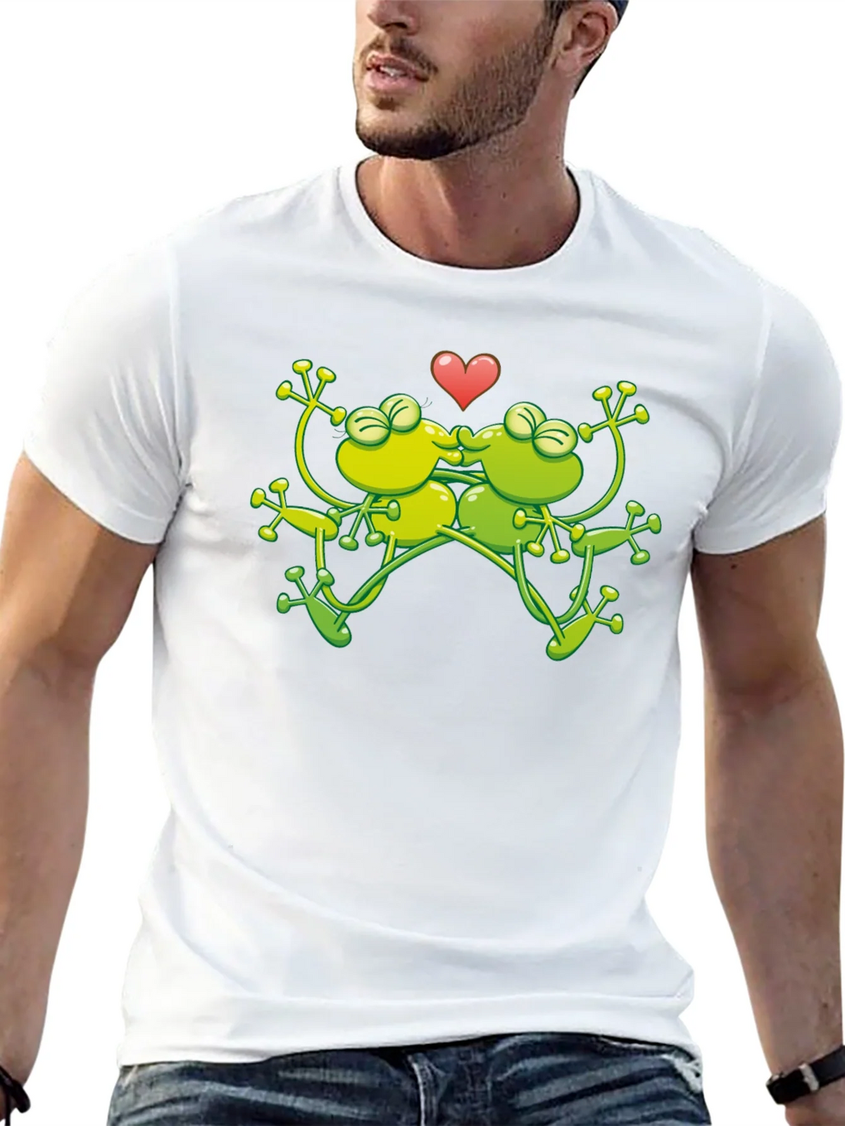 Kissing Frogs Graphic Black T-Shirt product image 12