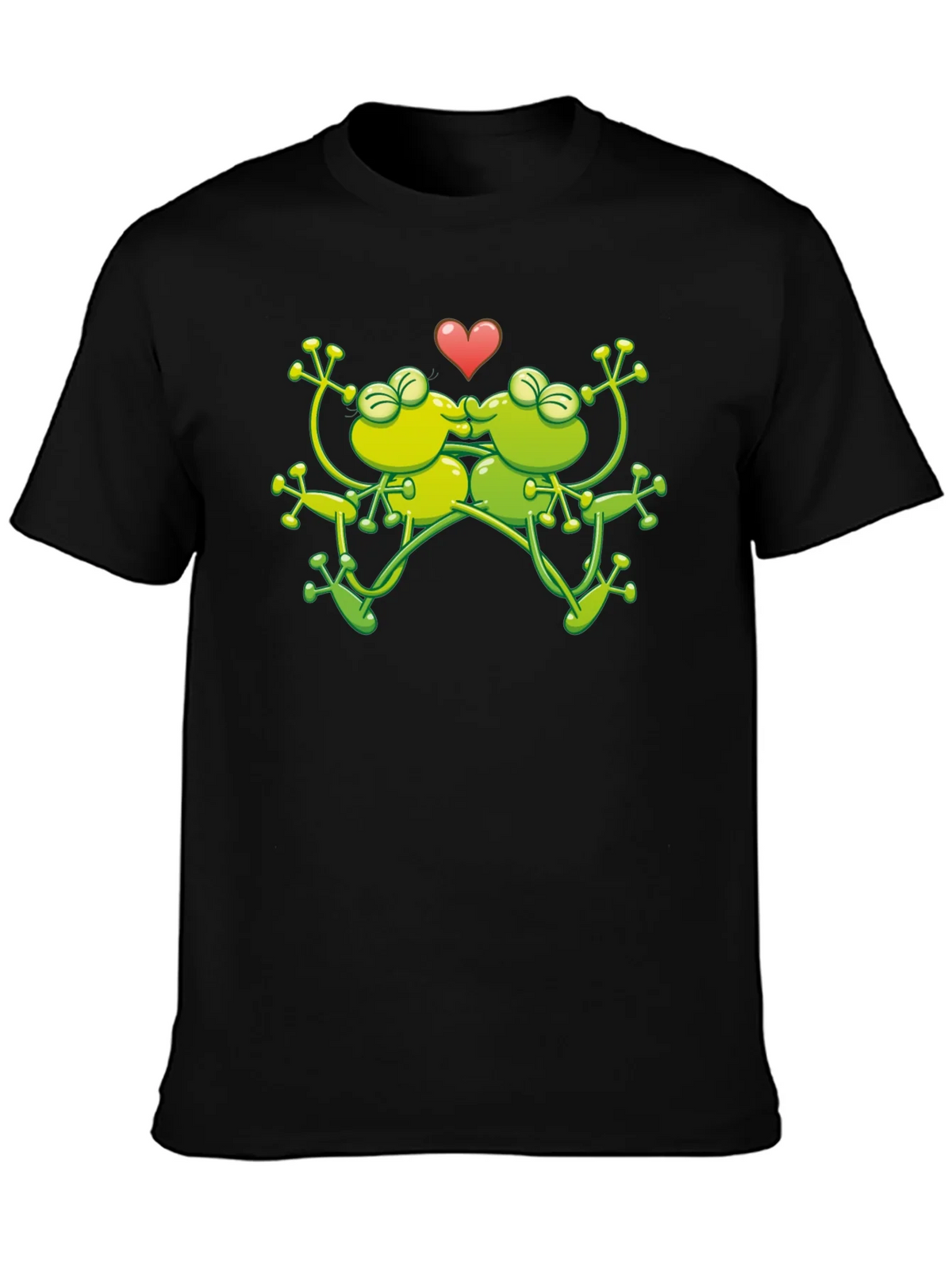 Kissing Frogs Graphic Black T-Shirt product image 3