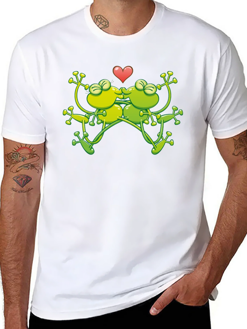 Kissing Frogs Graphic Black T-Shirt product image 7