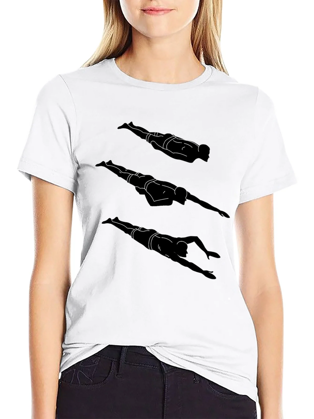 Swimmer Silhouette Graphic T-Shirt - Stylish Black Tee product image 7