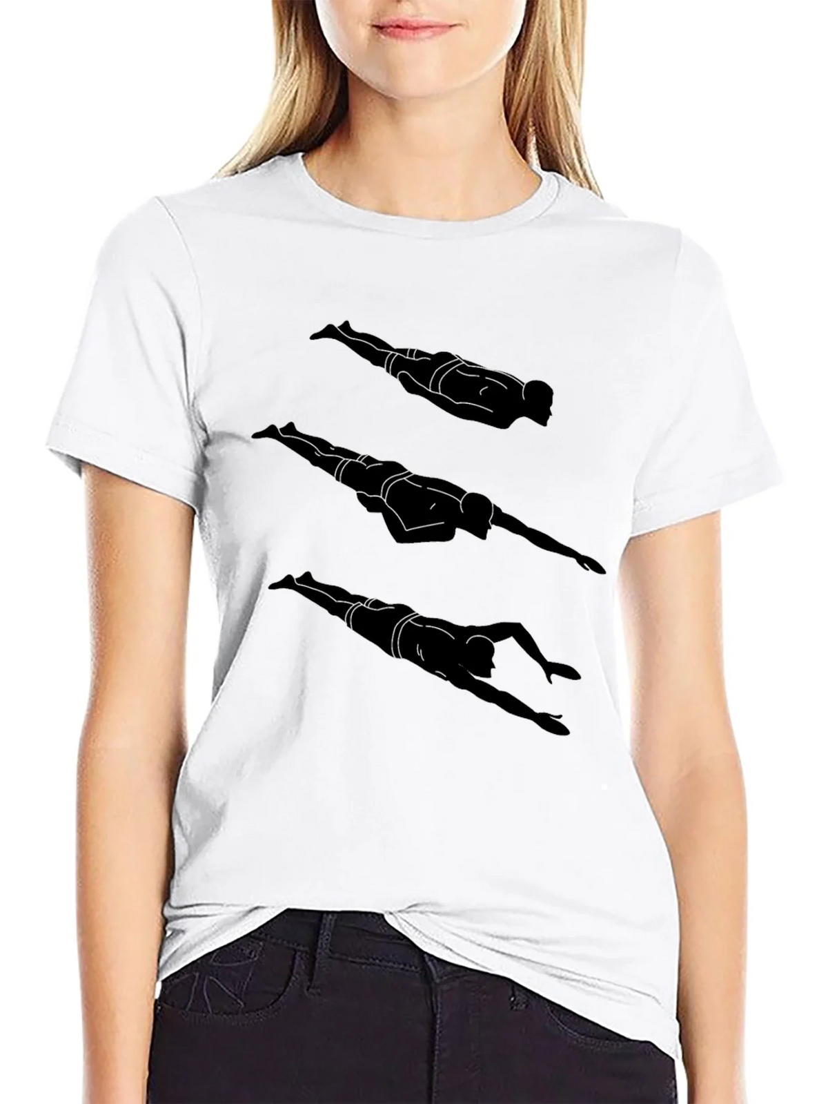 Swimmer Silhouette Graphic T-Shirt - Stylish Black Tee product image 7