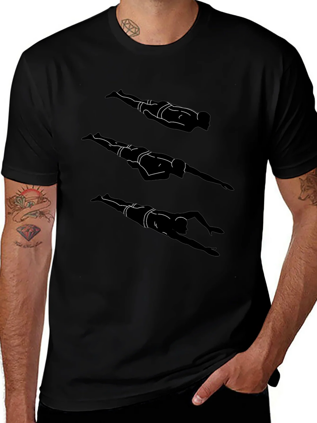 Swimmer Silhouette Graphic T-Shirt - Stylish Black Tee product image 1
