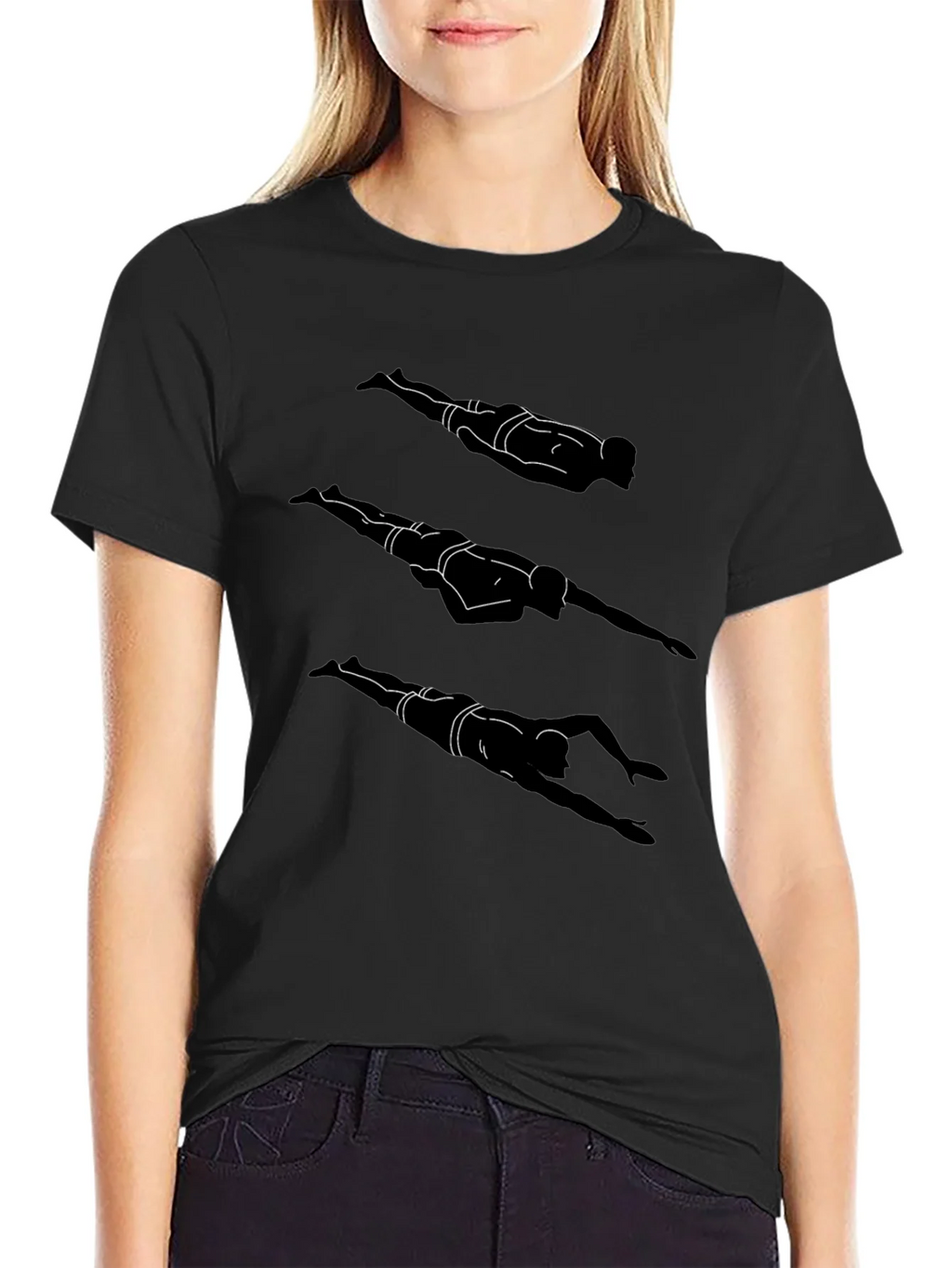 Swimmer Silhouette Graphic T-Shirt - Stylish Black Tee product image 2