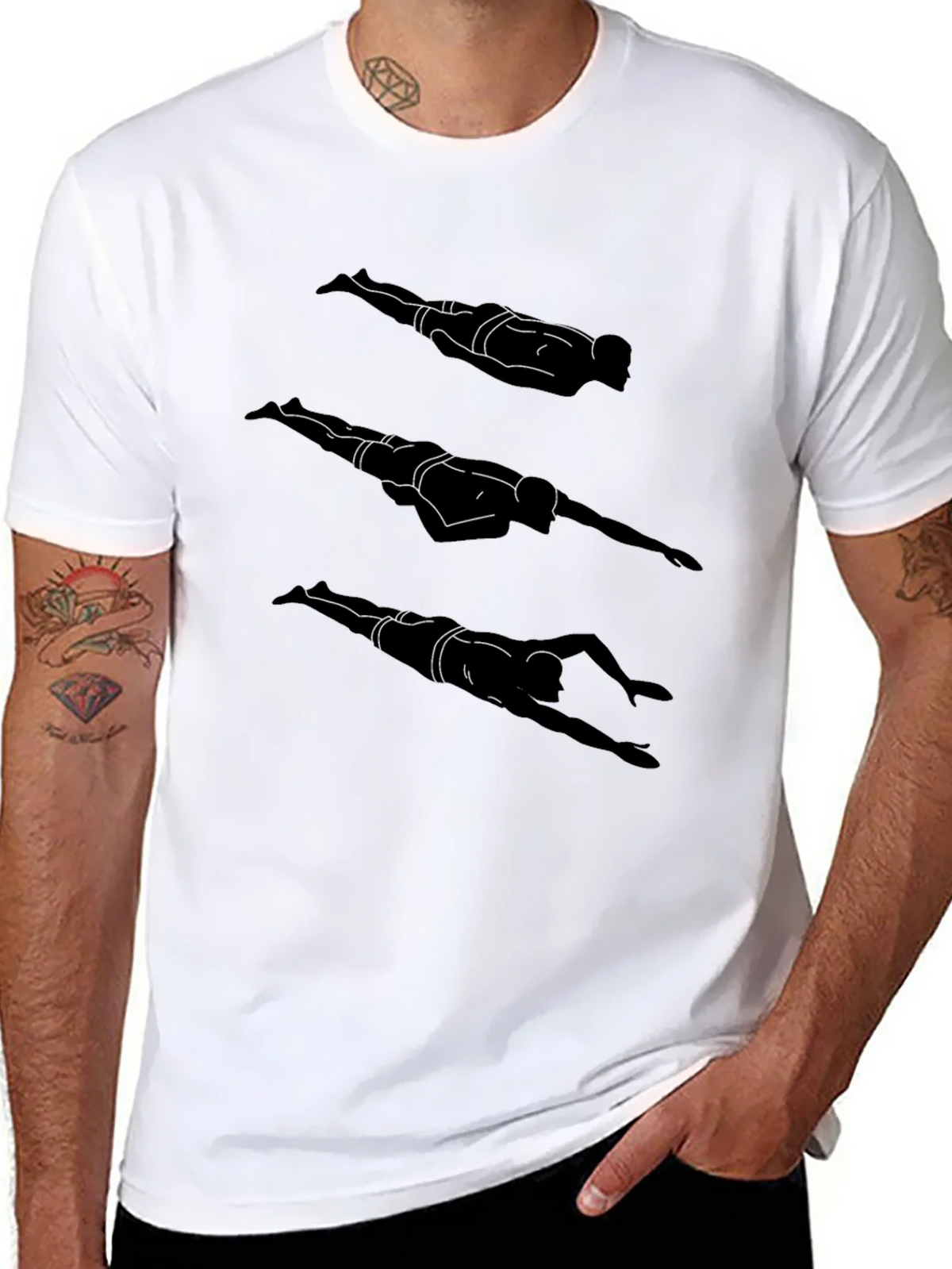 Swimmer Silhouette Graphic T-Shirt - Stylish Black Tee product image 6