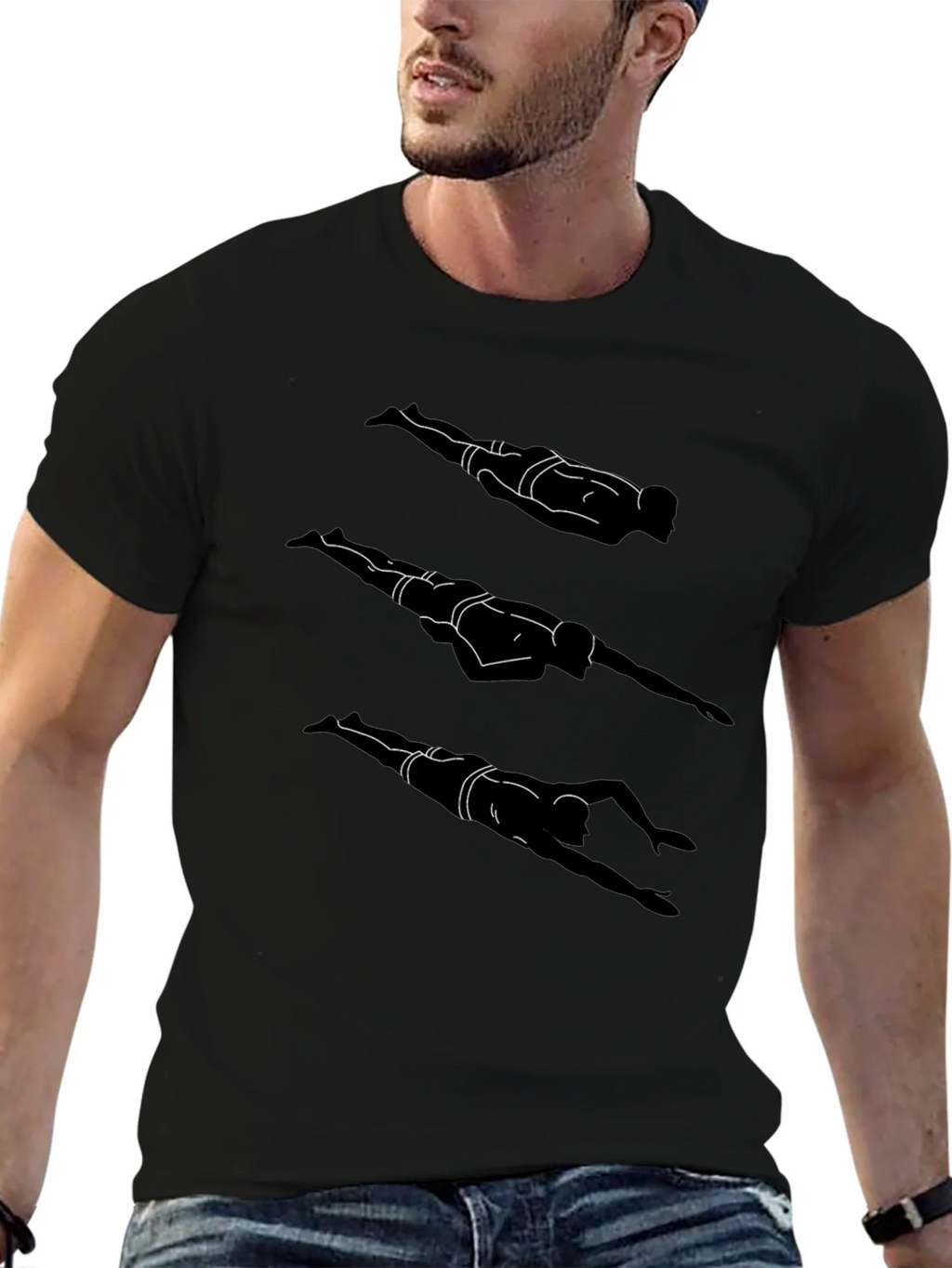 Swimmer Silhouette Graphic T-Shirt - Stylish Black Tee product image 5