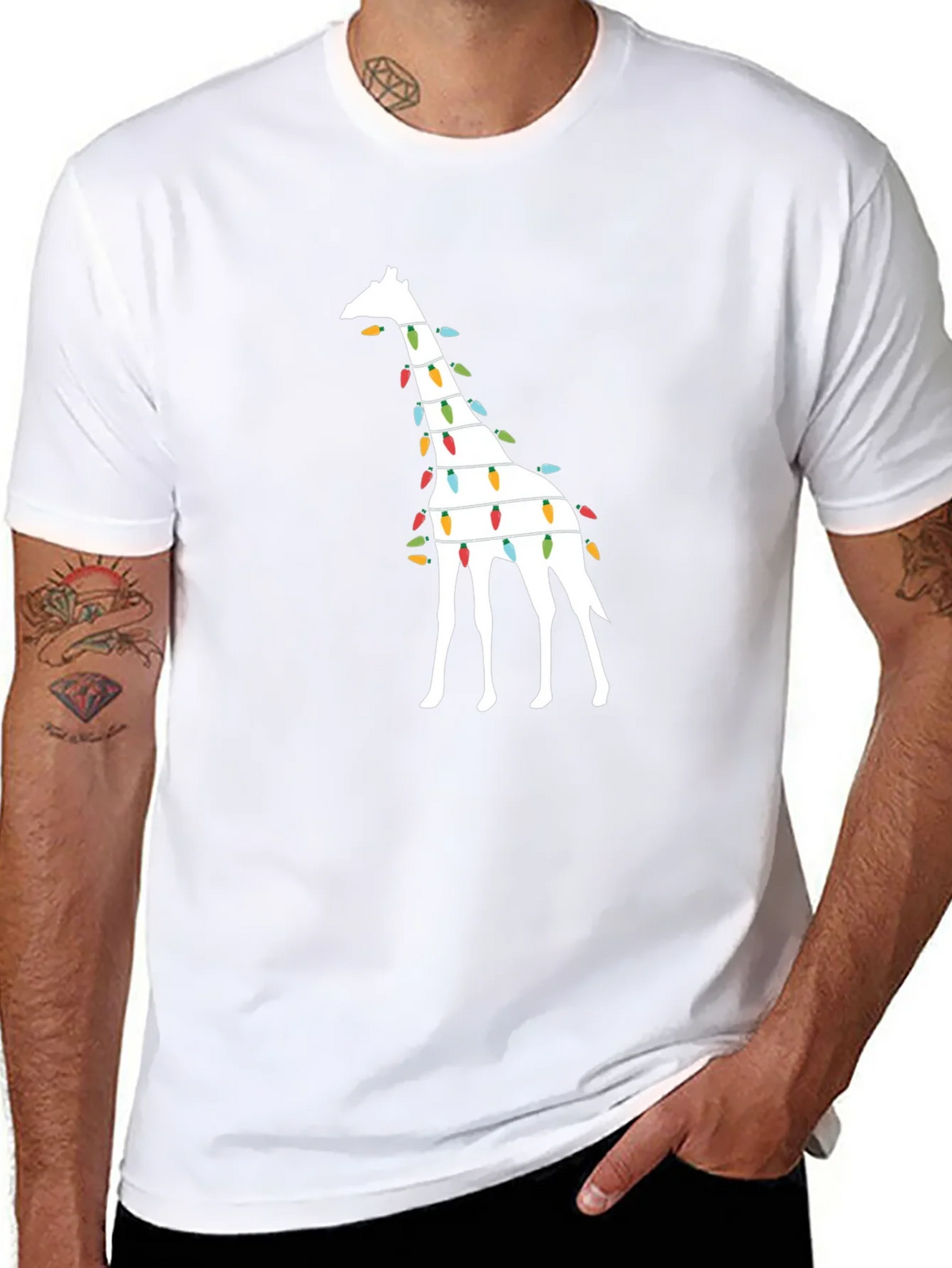 Festive Giraffe Christmas Lights T-Shirt product image 7