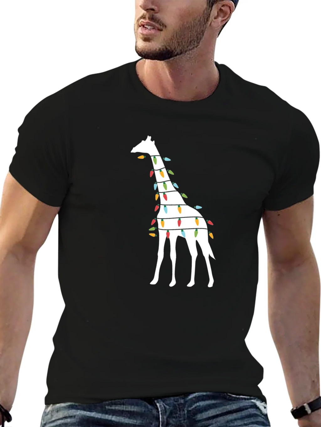 Festive Giraffe Christmas Lights T-Shirt product image 6