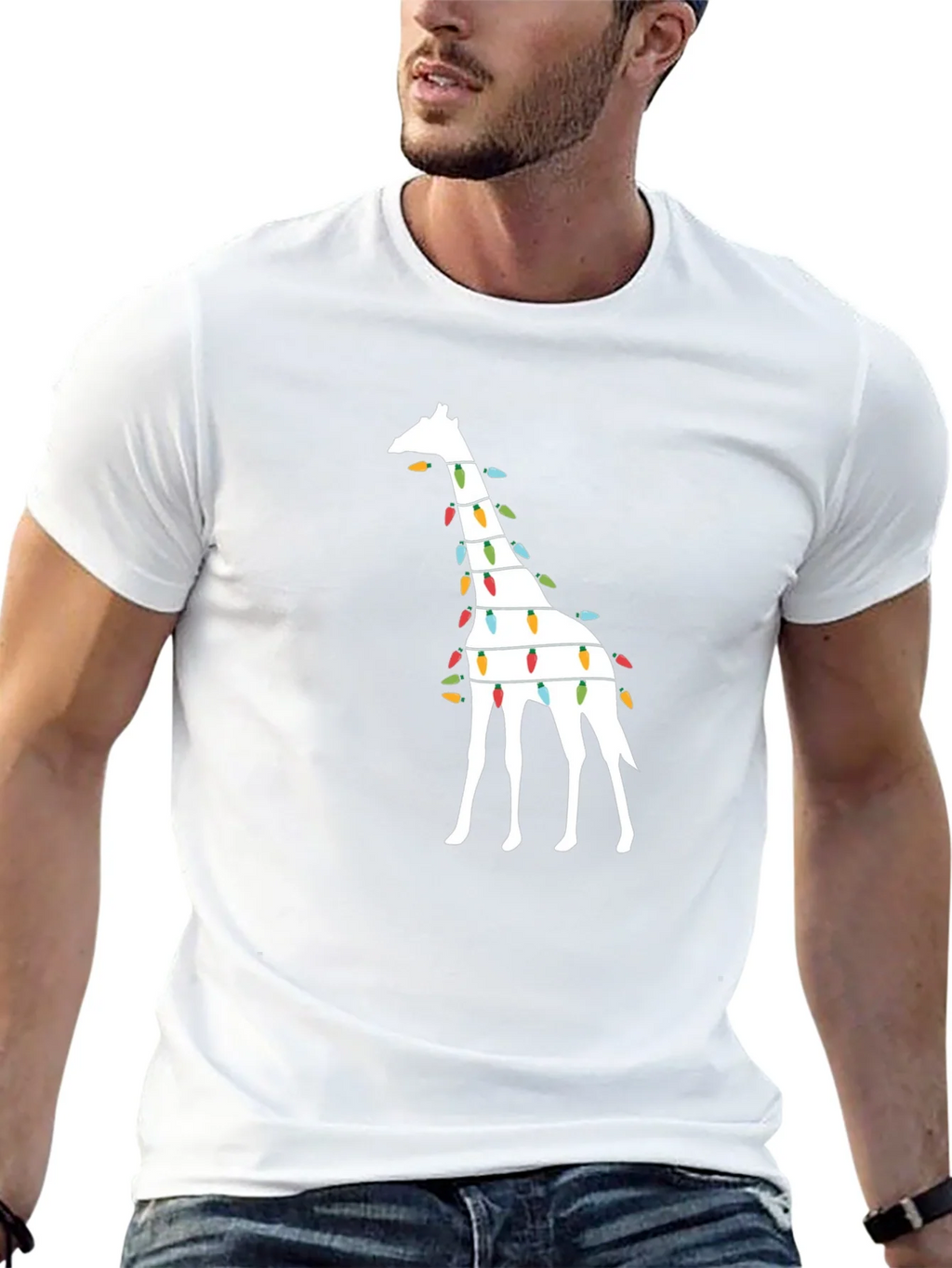 Festive Giraffe Christmas Lights T-Shirt product image 12
