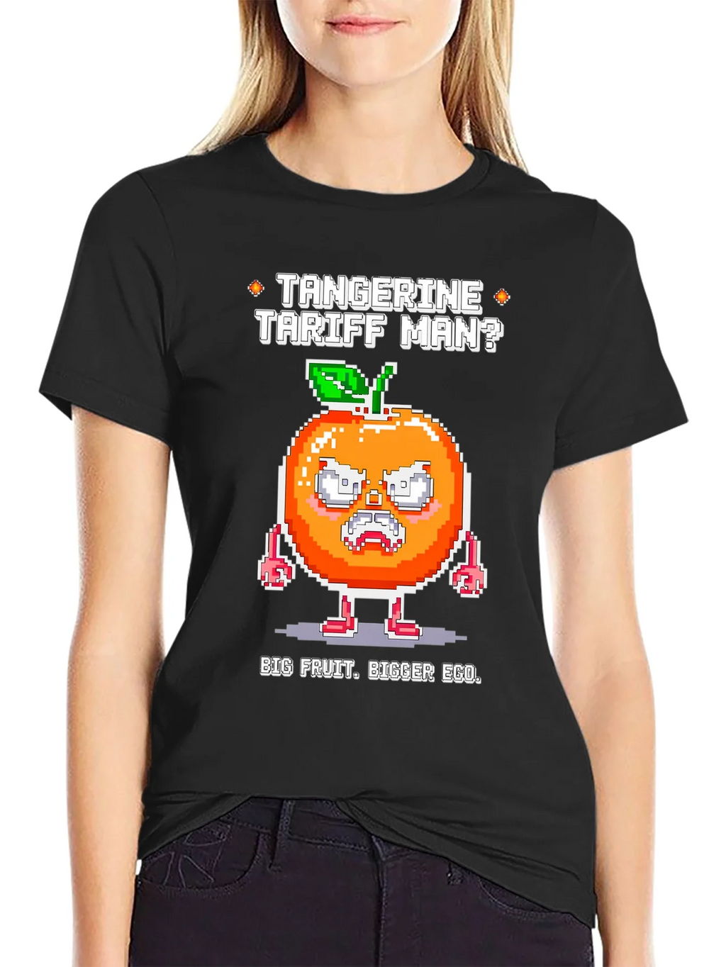 Tangerine Tariff Man Graphic Tee - Big Fruit Bigger Ego! product image 2