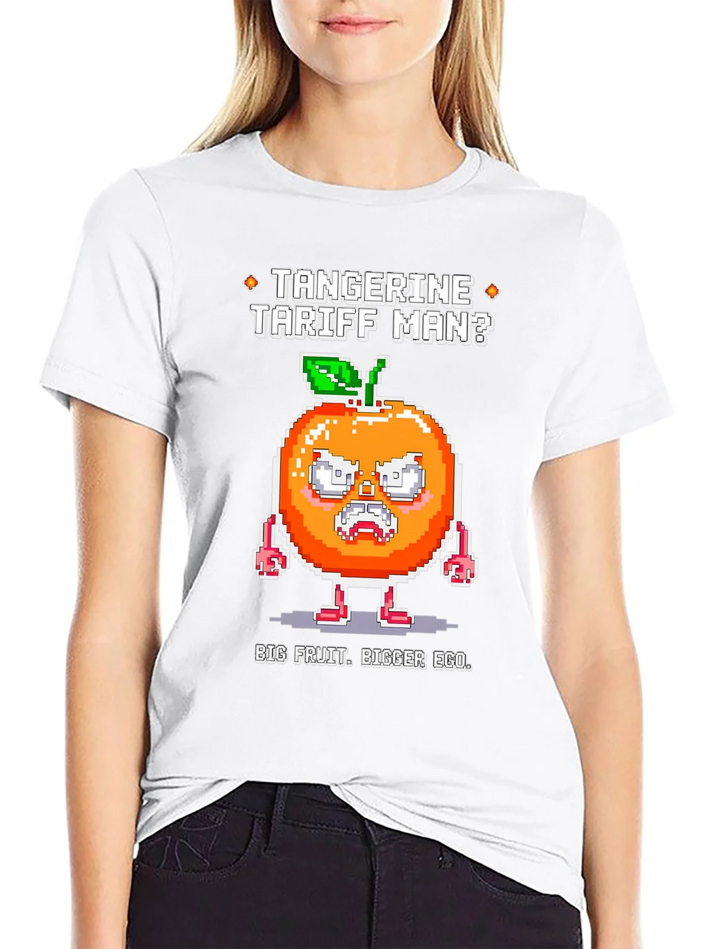 Tangerine Tariff Man Graphic Tee - Big Fruit Bigger Ego! product image 8