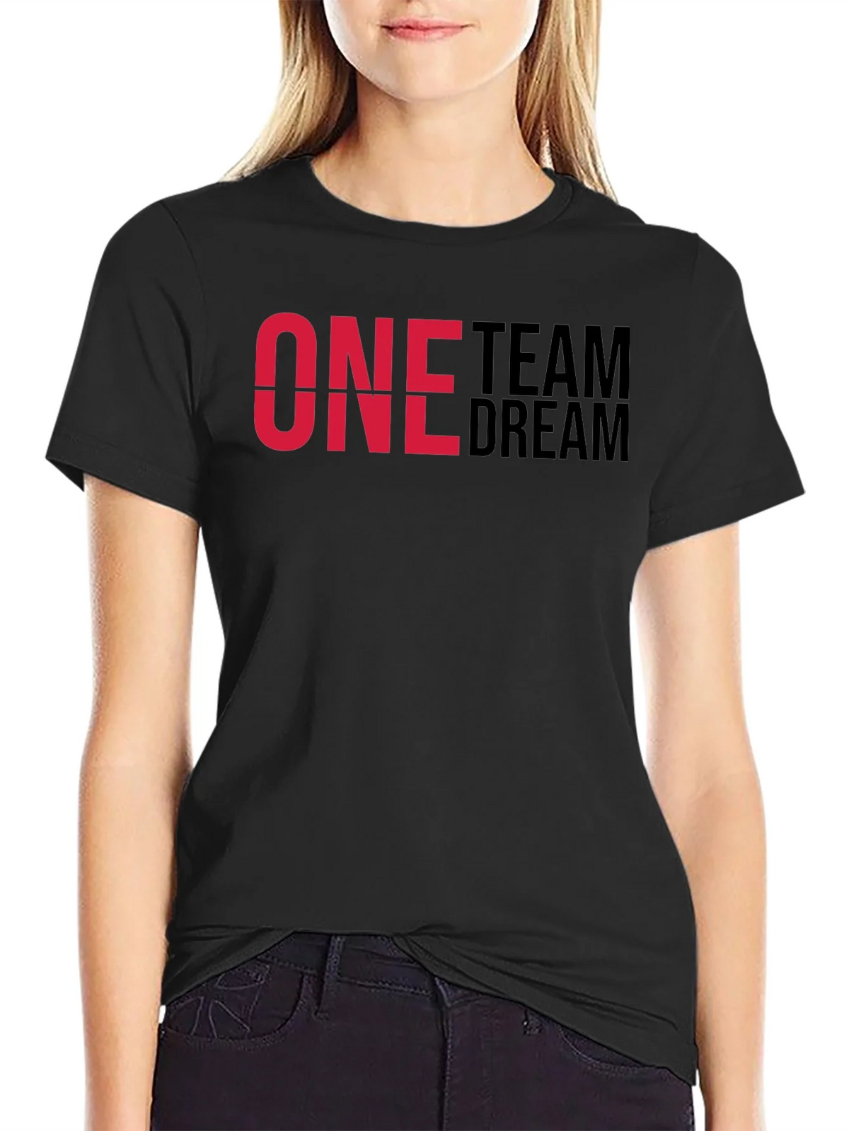 One Team Dream Graphic T-Shirt - Black Cotton Blend product image 2