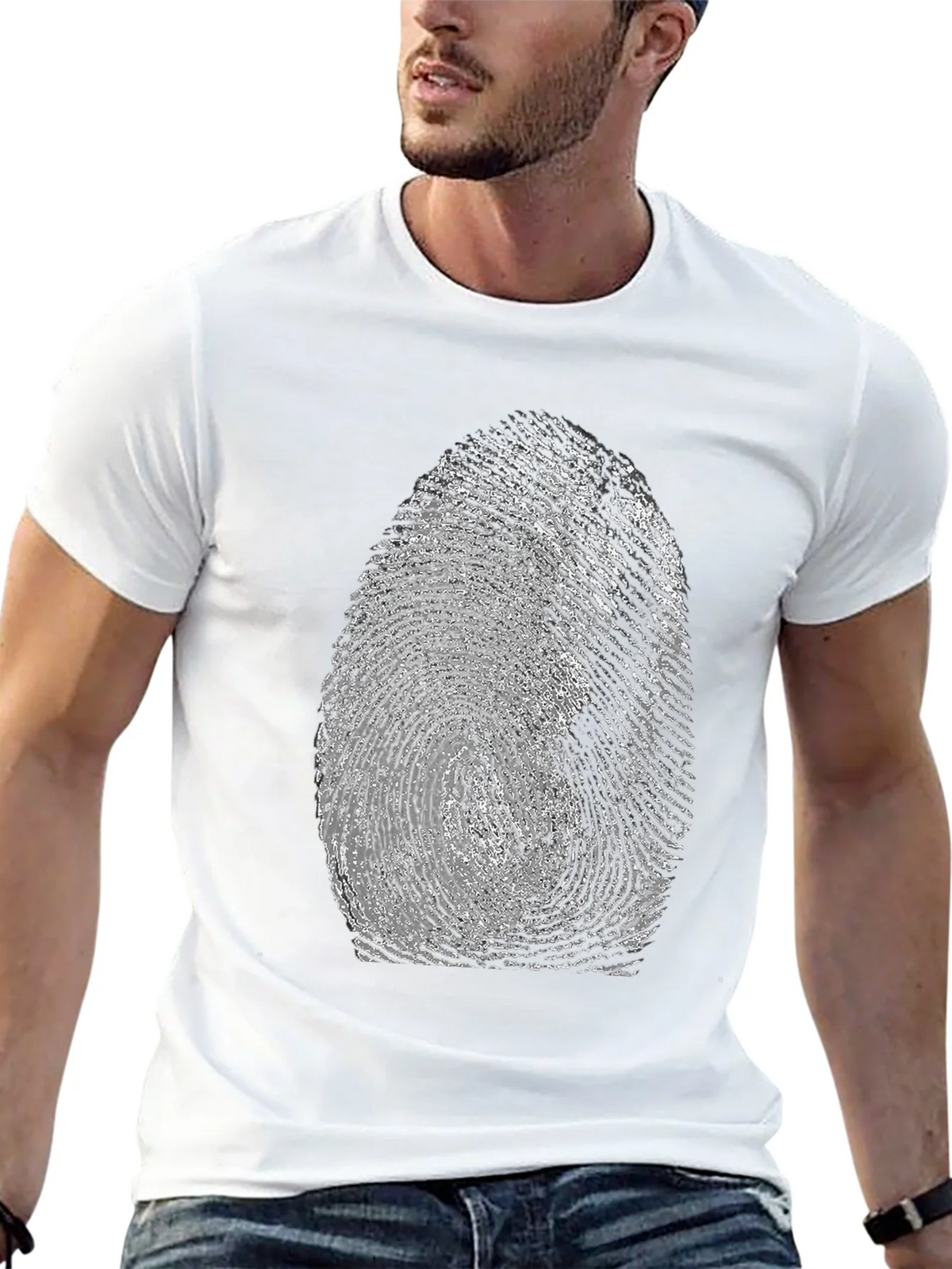 Fingerprint Graphic Tee - Unique Black T-Shirt product image 12
