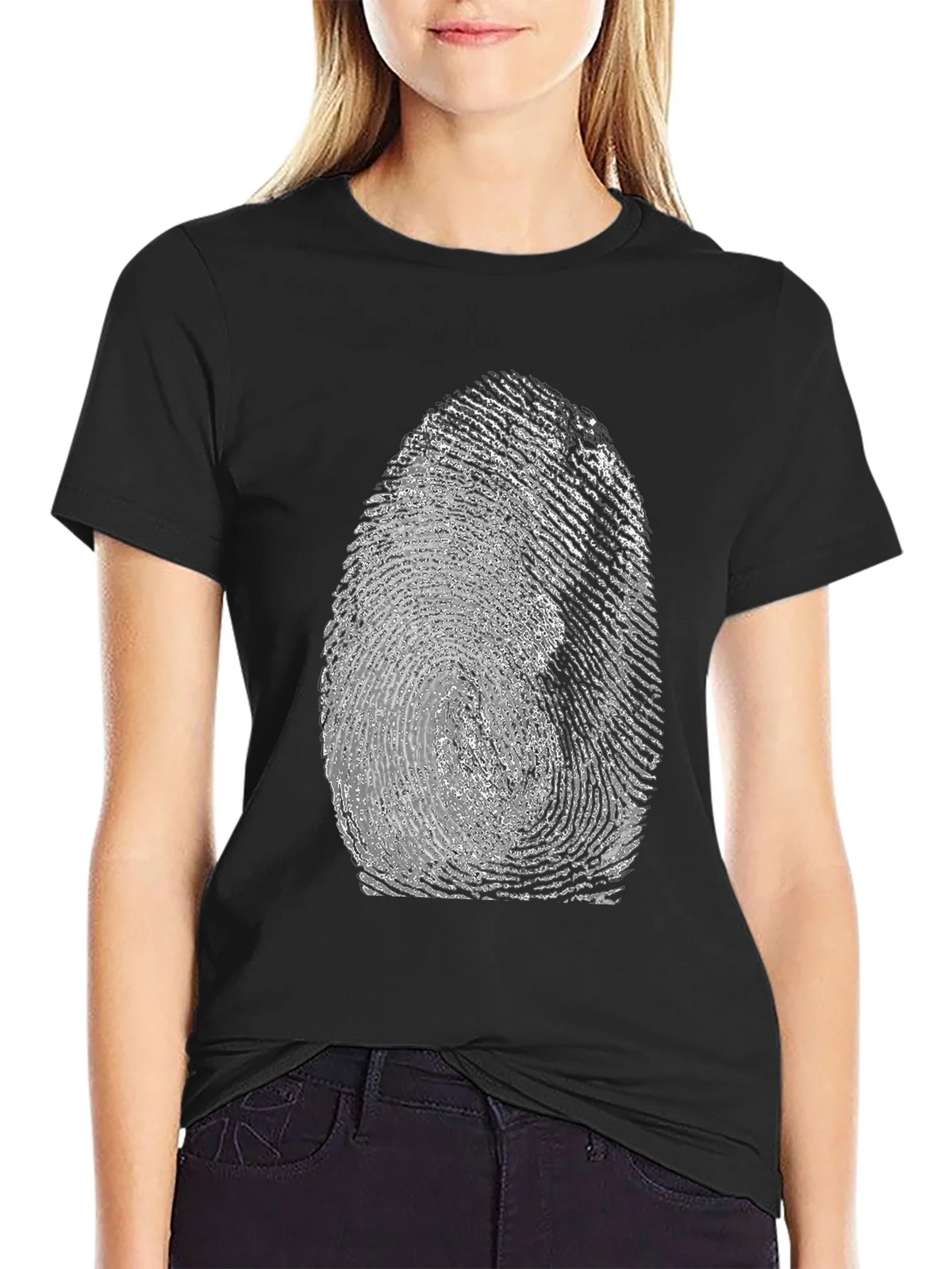 Fingerprint Graphic Tee - Unique Black T-Shirt product image 2