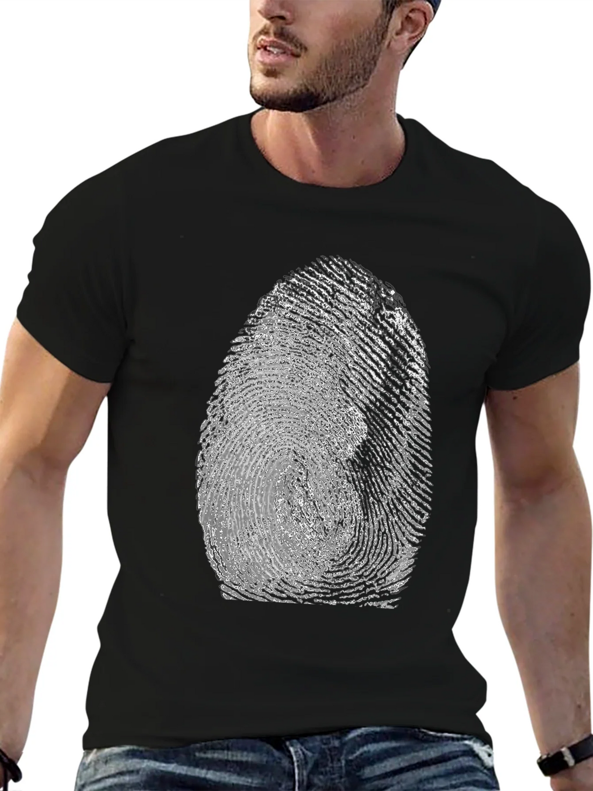 Fingerprint Graphic Tee - Unique Black T-Shirt product image 6