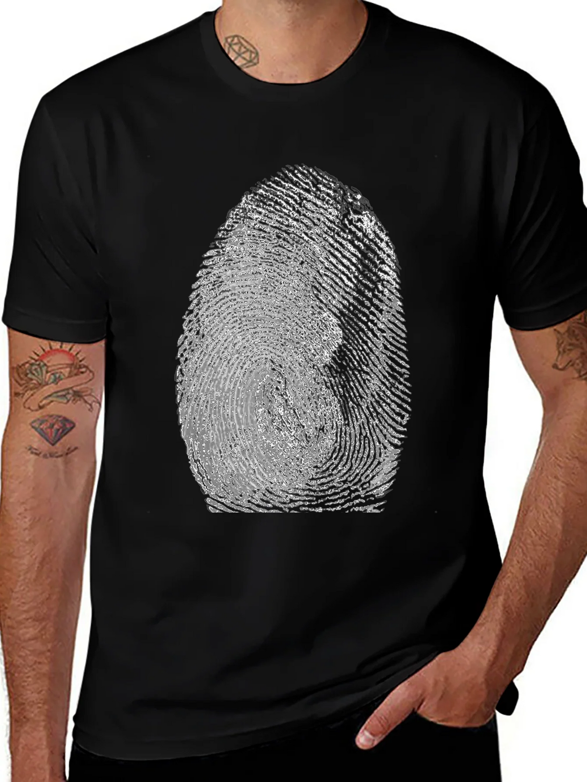 Fingerprint Graphic Tee - Unique Black T-Shirt product image 1
