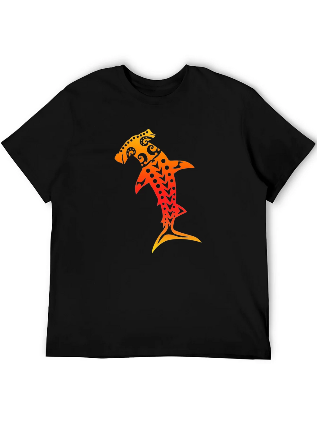 Hammerhead Shark Tribal Art Black T-Shirt product image 3