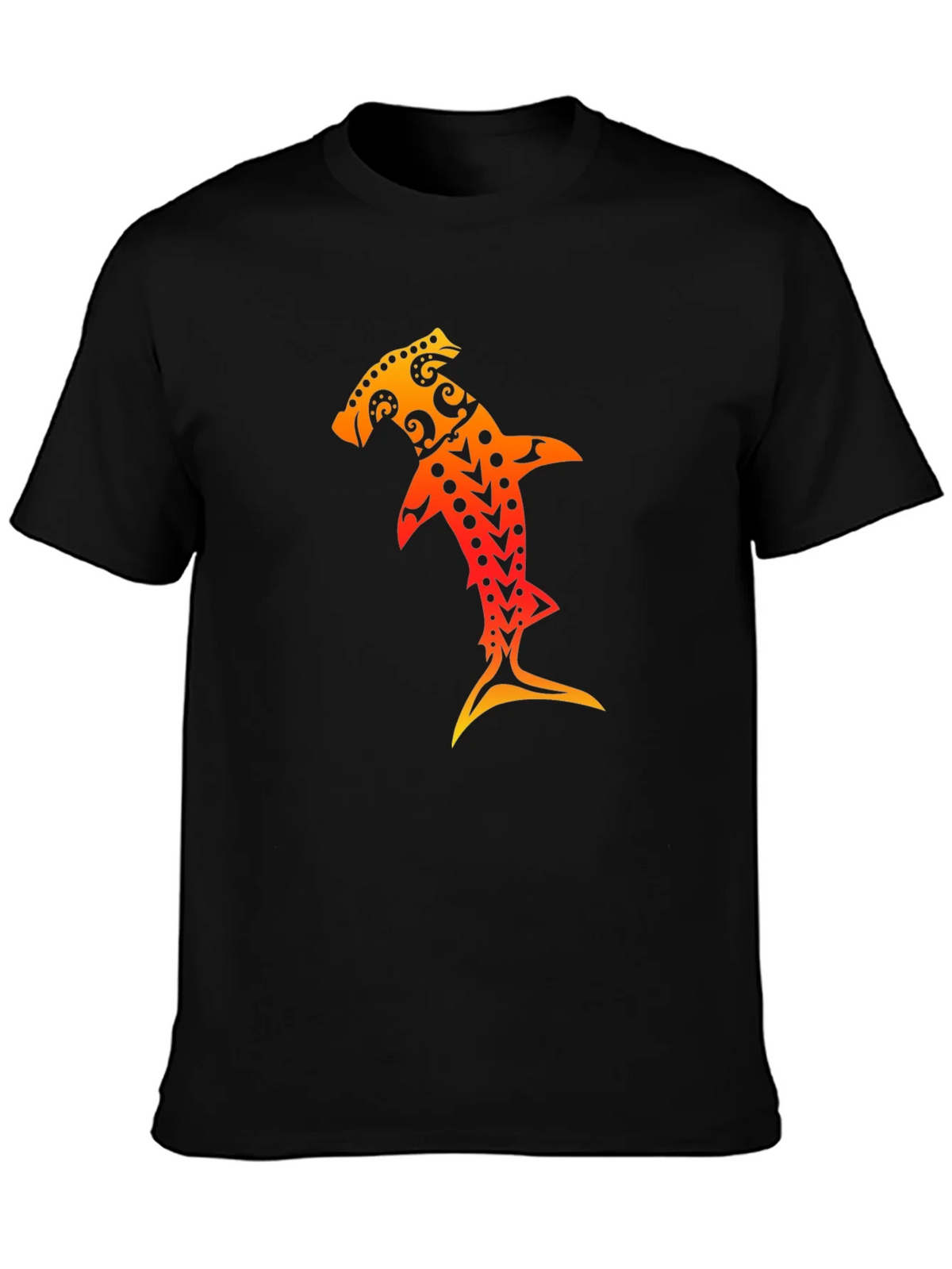 Hammerhead Shark Tribal Art Black T-Shirt product image 2