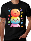 Whimsical Candy Stack Graphic Tee - Black product image 1