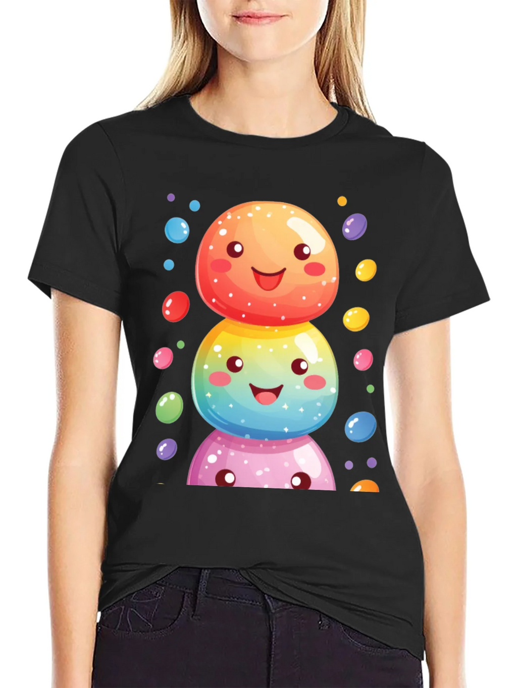 Whimsical Candy Stack Graphic Tee - Black product image 2
