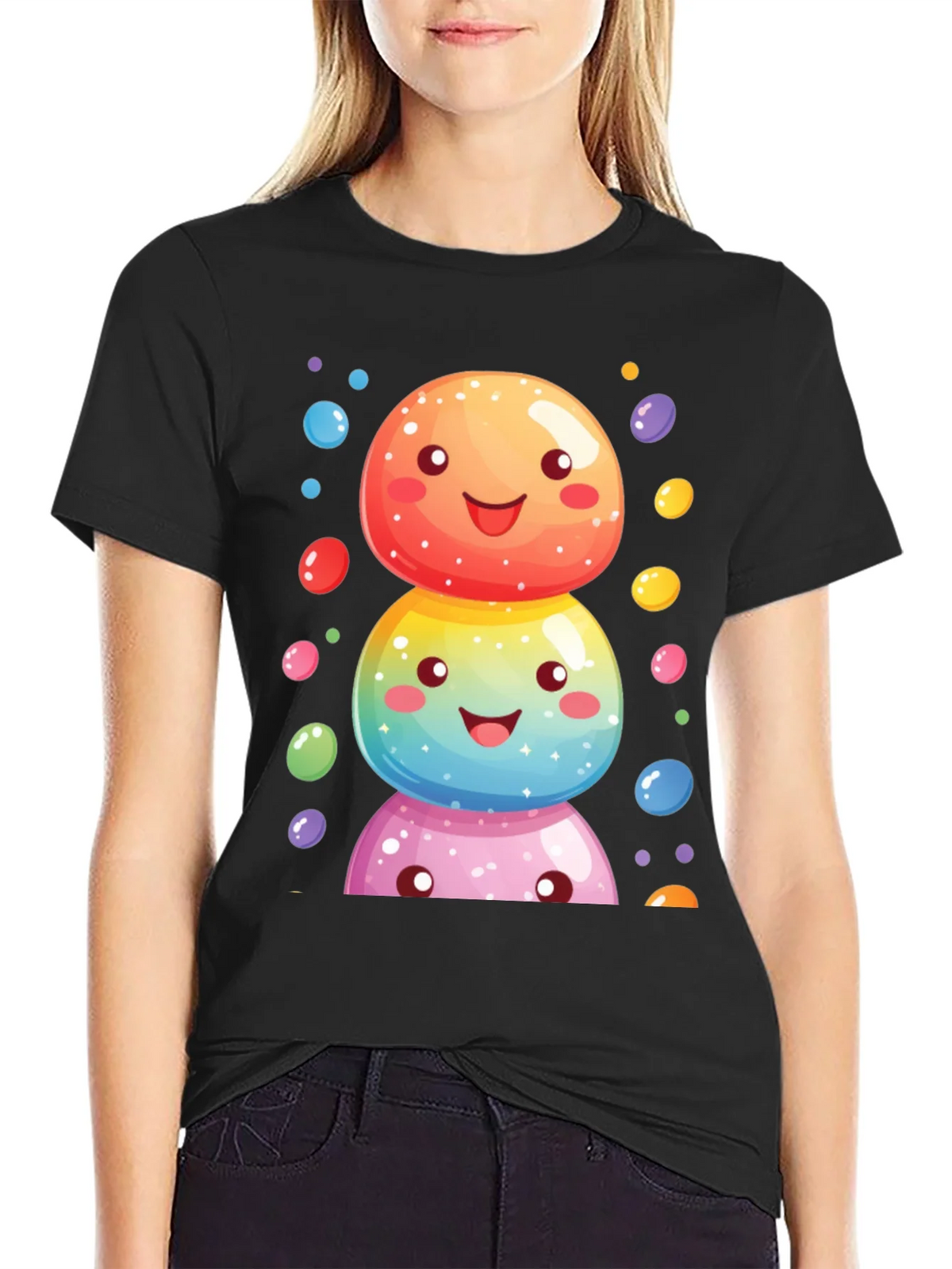 Whimsical Candy Stack Graphic Tee - Black product image 2