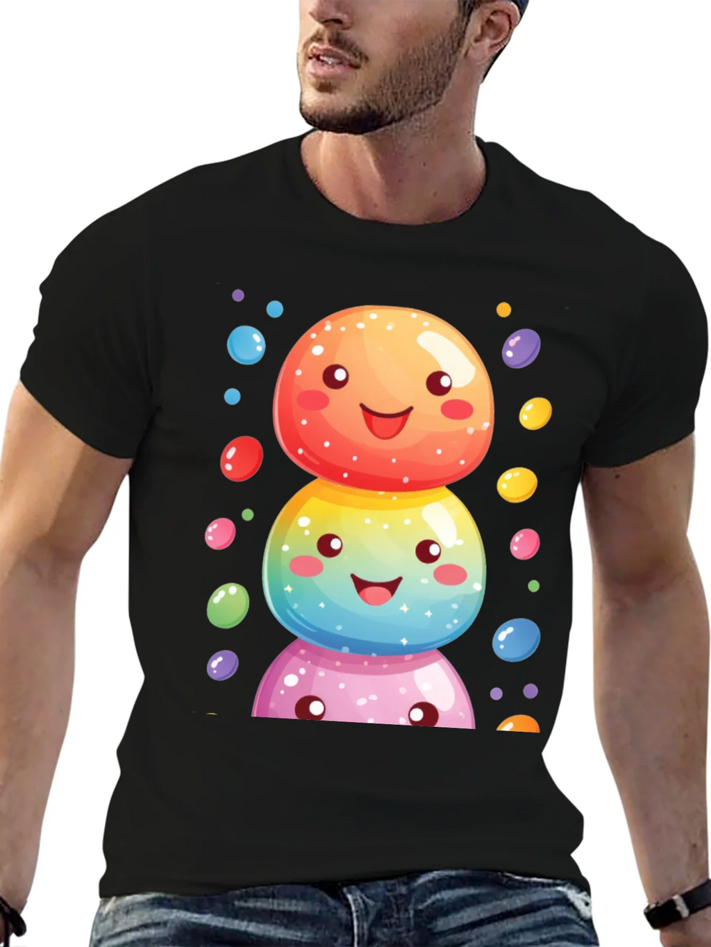 Whimsical Candy Stack Graphic Tee - Black product image 6