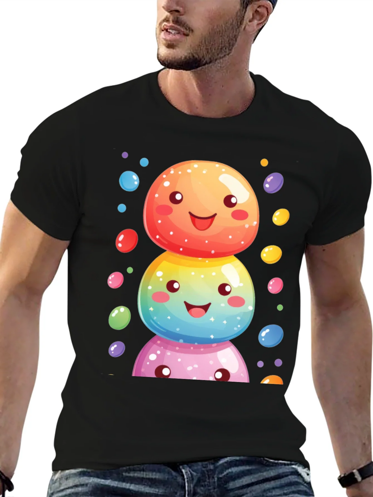 Whimsical Candy Stack Graphic Tee - Black product image 6