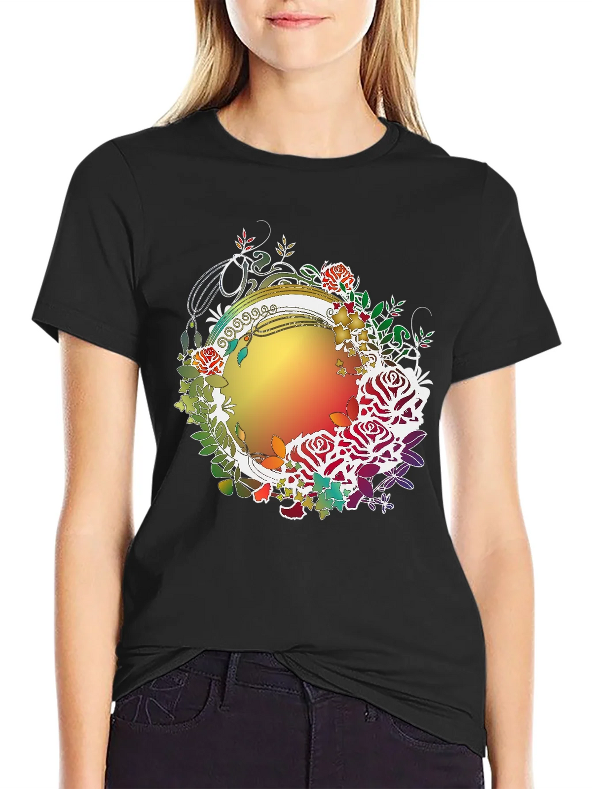 Floral Circle Graphic Print T-Shirt product image 2