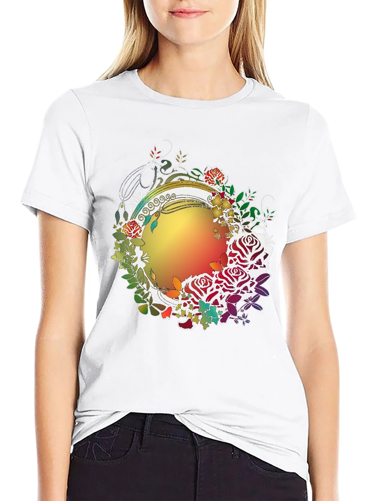 Floral Circle Graphic Print T-Shirt product image 5