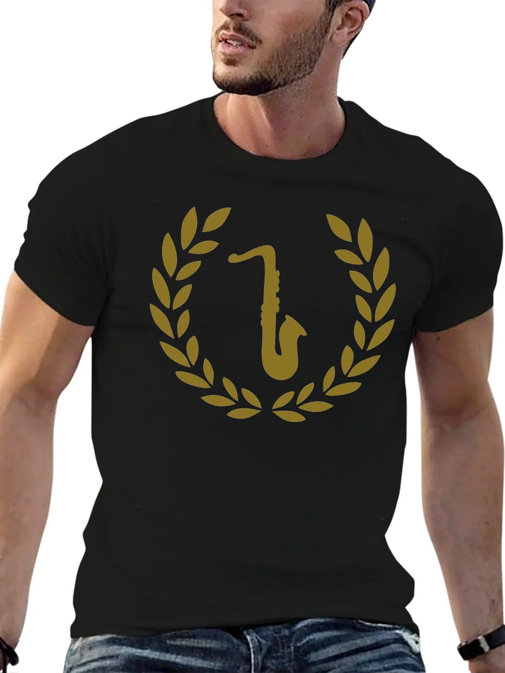 Saxophone Laurel Wreath Graphic Tee product image 6