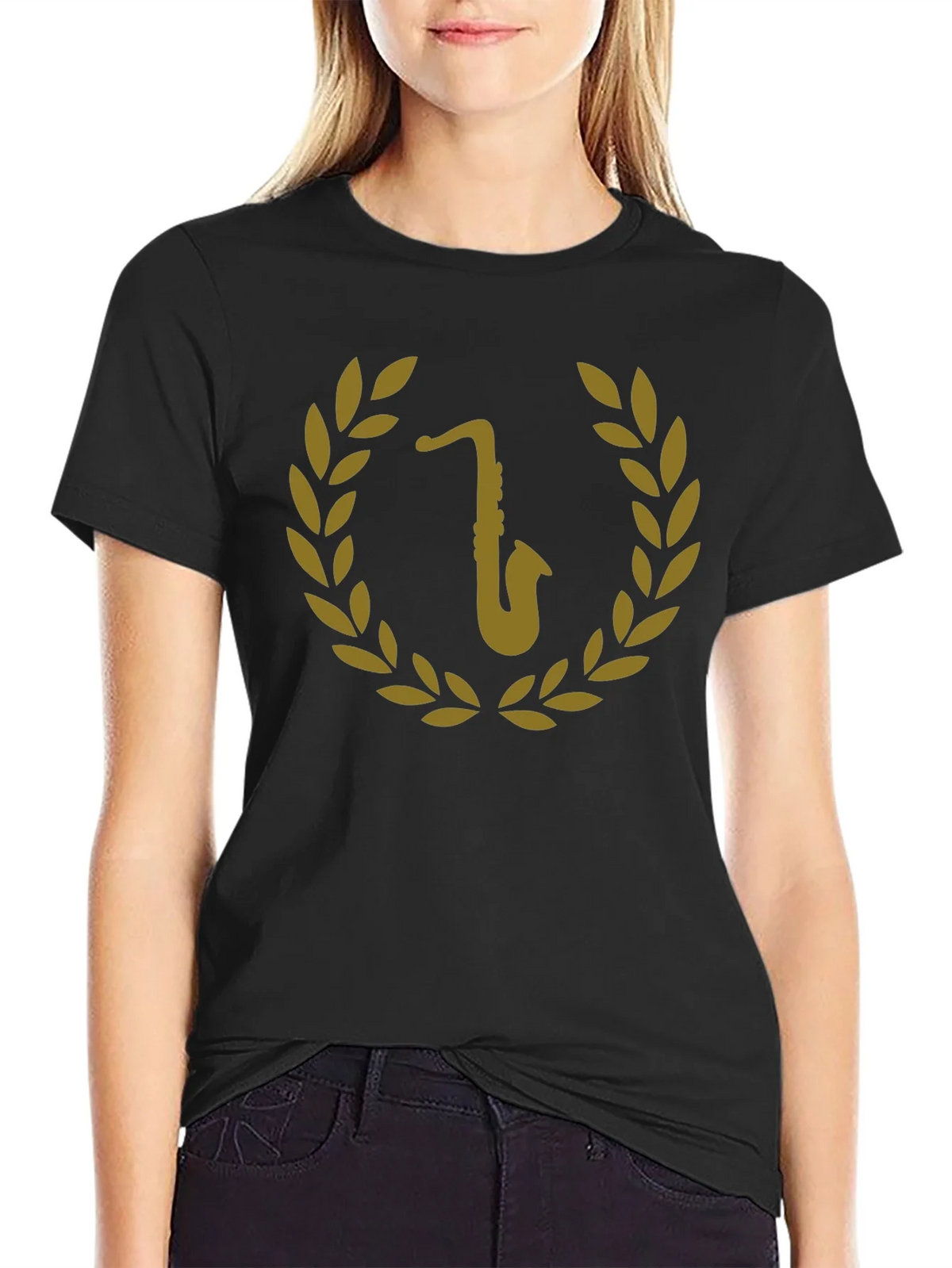 Saxophone Laurel Wreath Graphic Tee product image 2