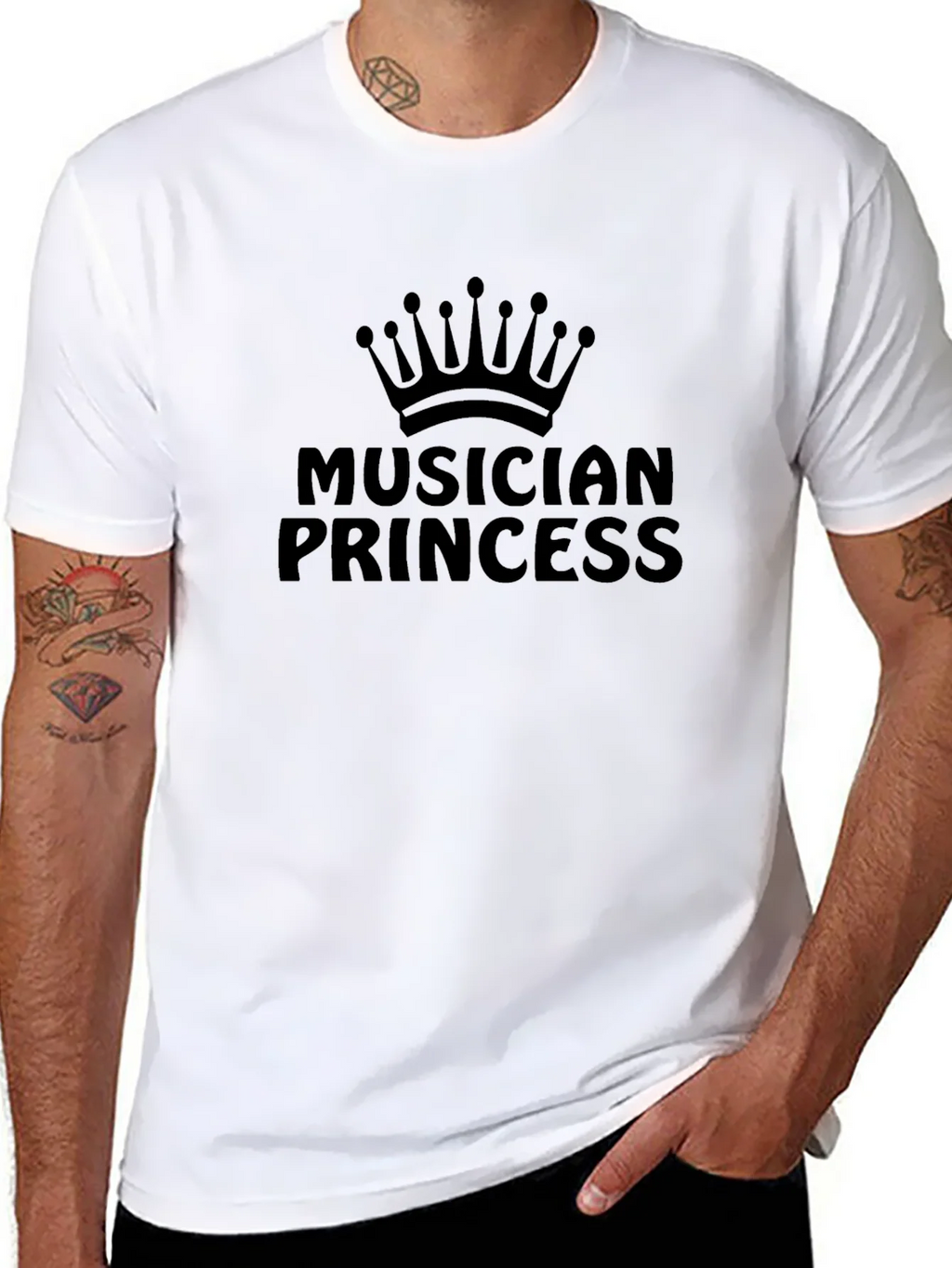 Musician Princess Graphic T-Shirt - Black Crew Neck Tee product image 7