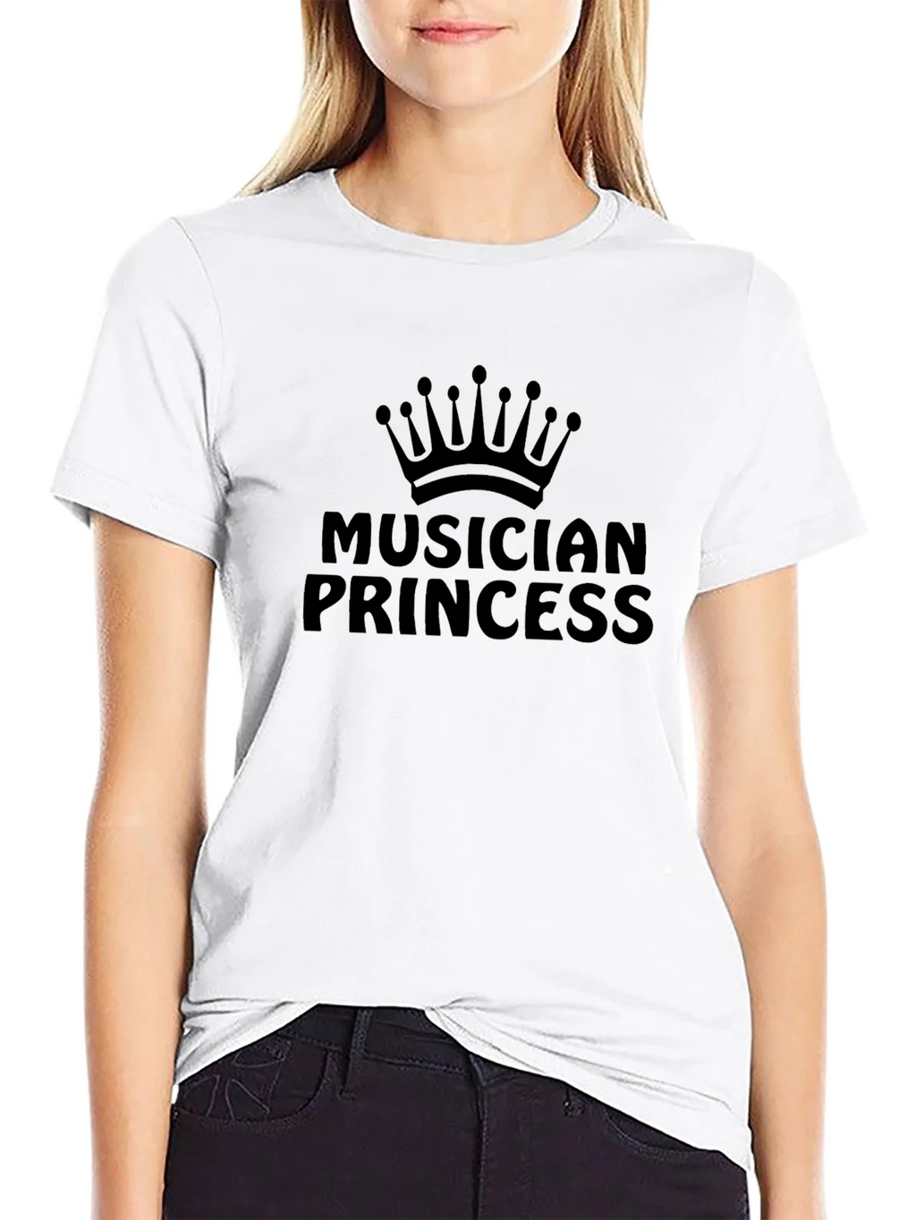Musician Princess Graphic T-Shirt - Black Crew Neck Tee product image 8