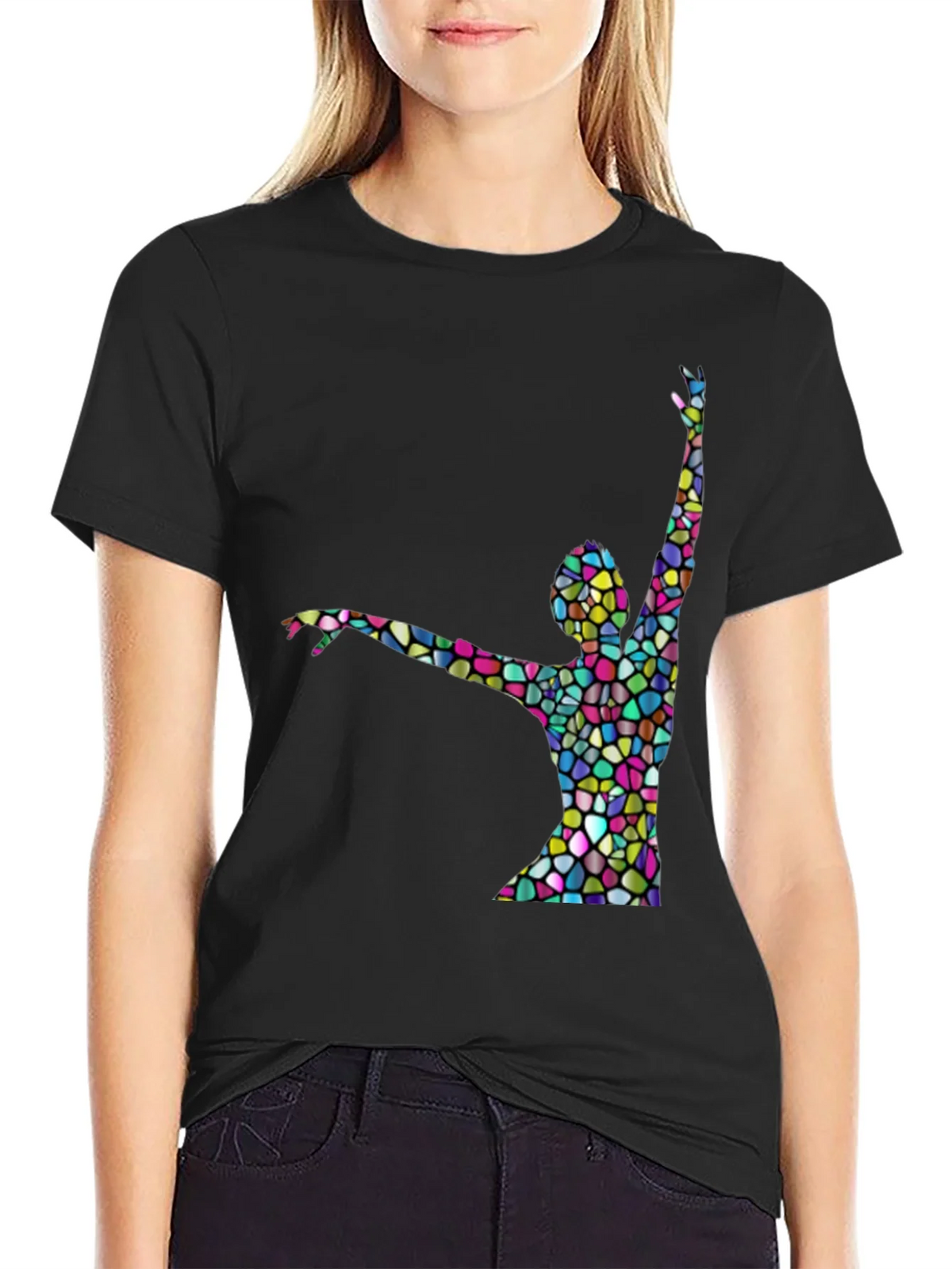 Stained Glass Dancer Graphic Black T-Shirt product image 2