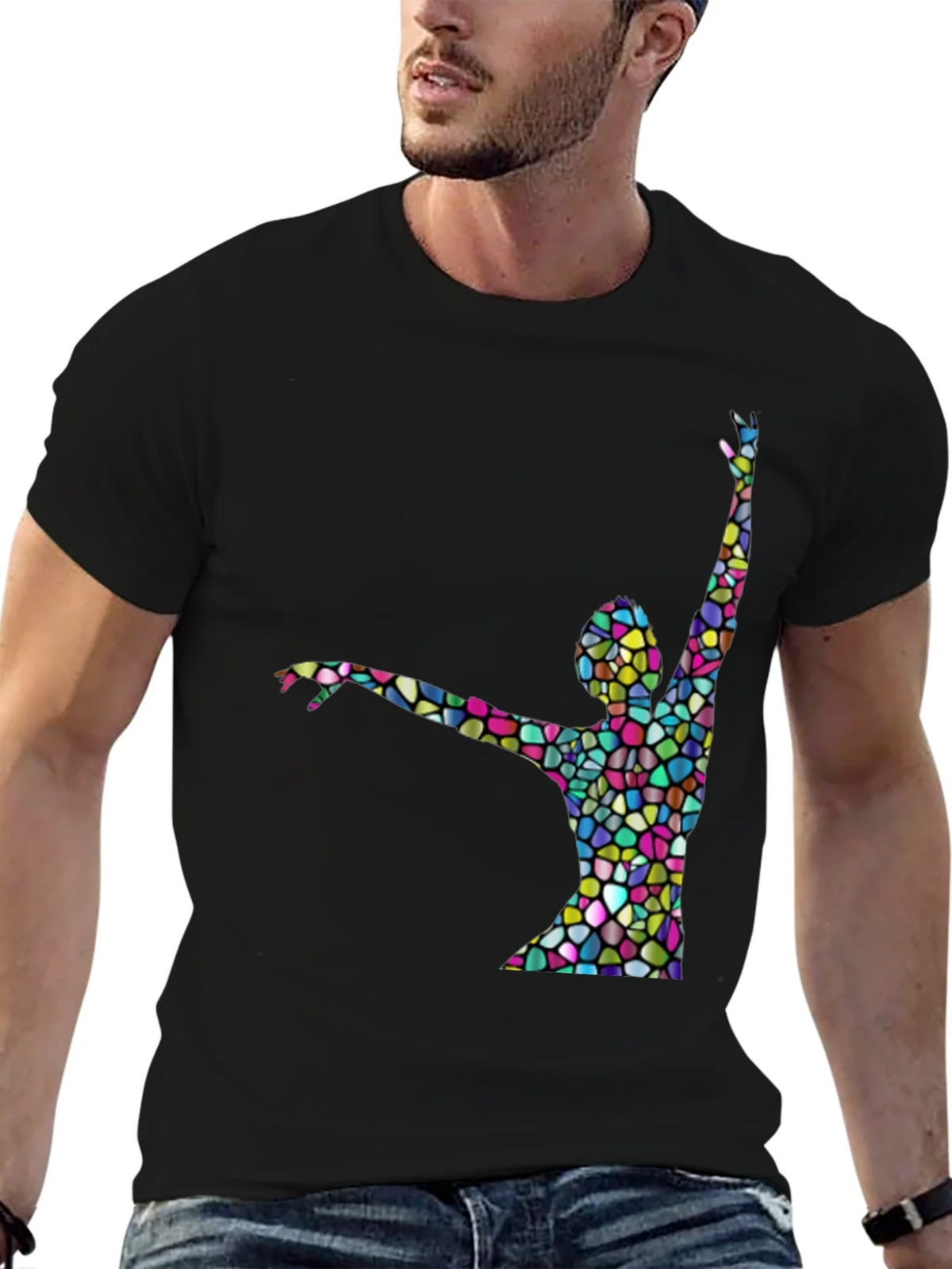 Stained Glass Dancer Graphic Black T-Shirt product image 6