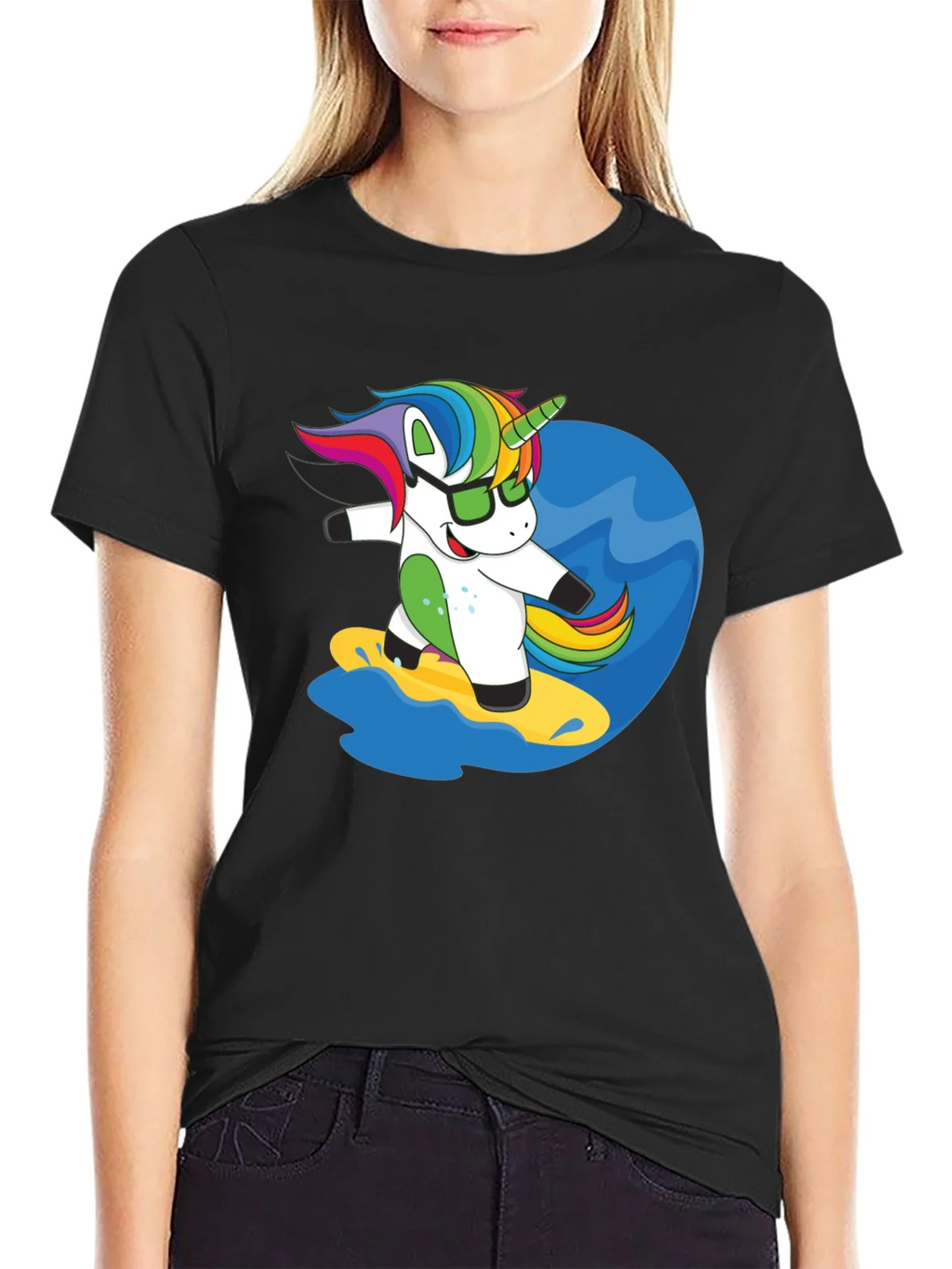 Surfing Unicorn Graphic Tee - Black product image 2
