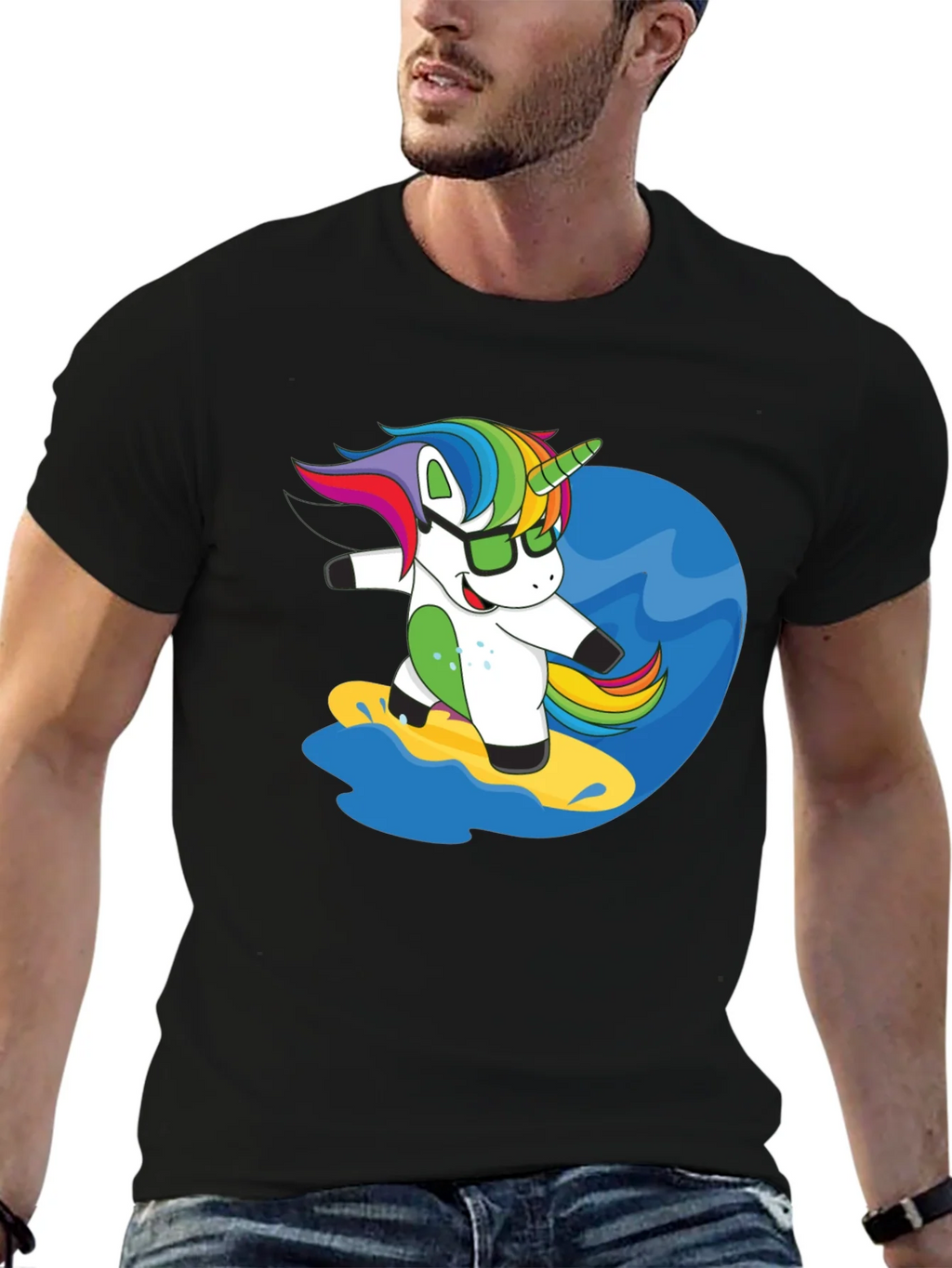 Surfing Unicorn Graphic Tee - Black product image 6